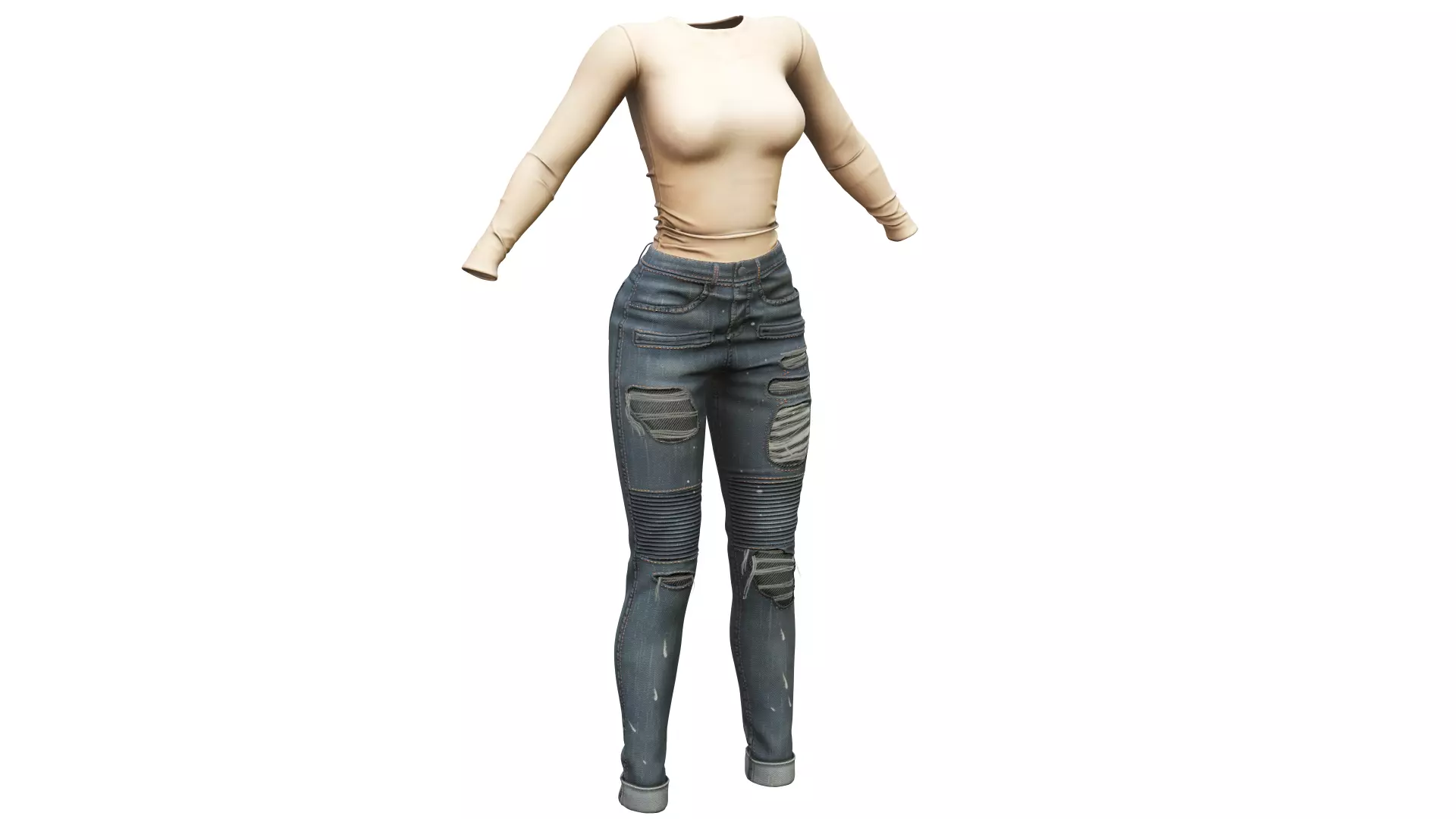 Simple Top and Pants with holes Free low-poly 3D model