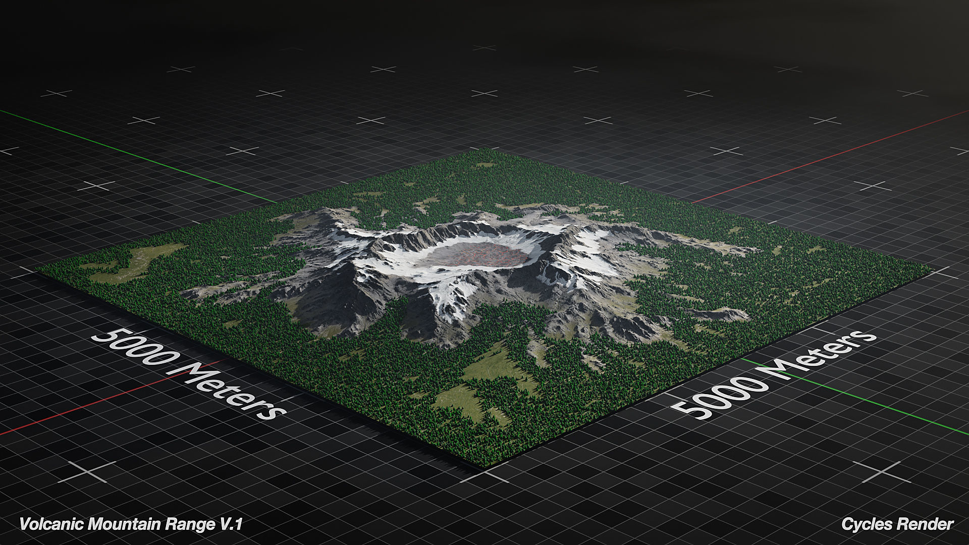 Volcano Mountain Range Version 1 3D model_1