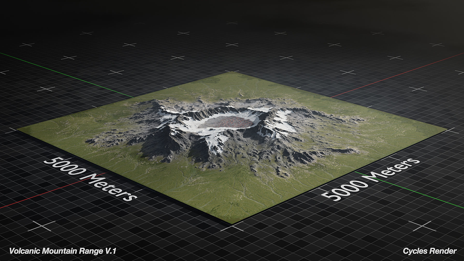 Volcano Mountain Range Version 1 3D model_2
