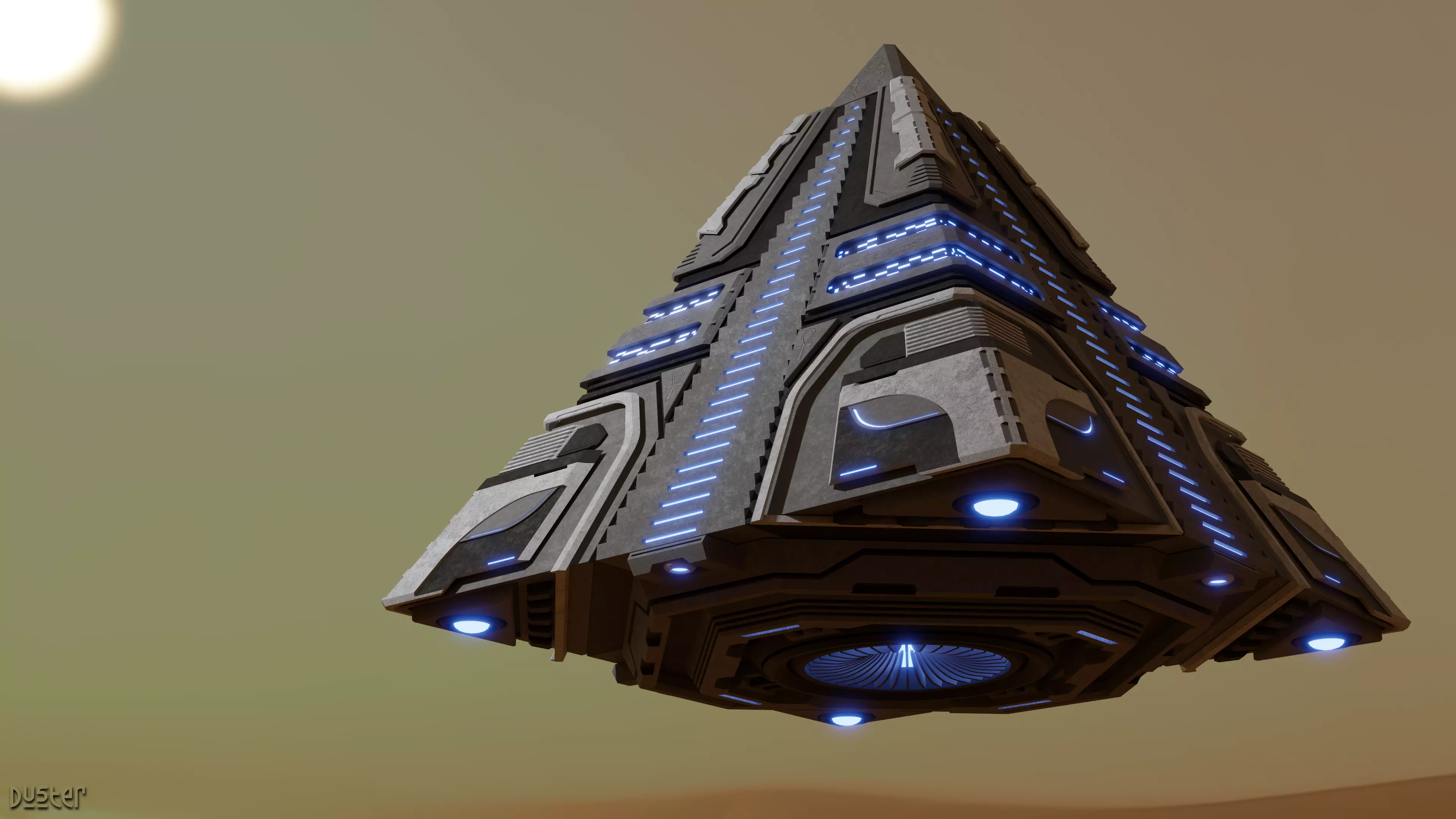 Pyramid Spaceship 3D model_0