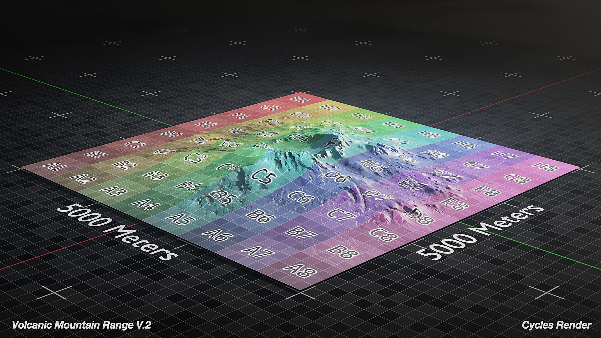 Volcano Mountain Range Version 2 3D model_4