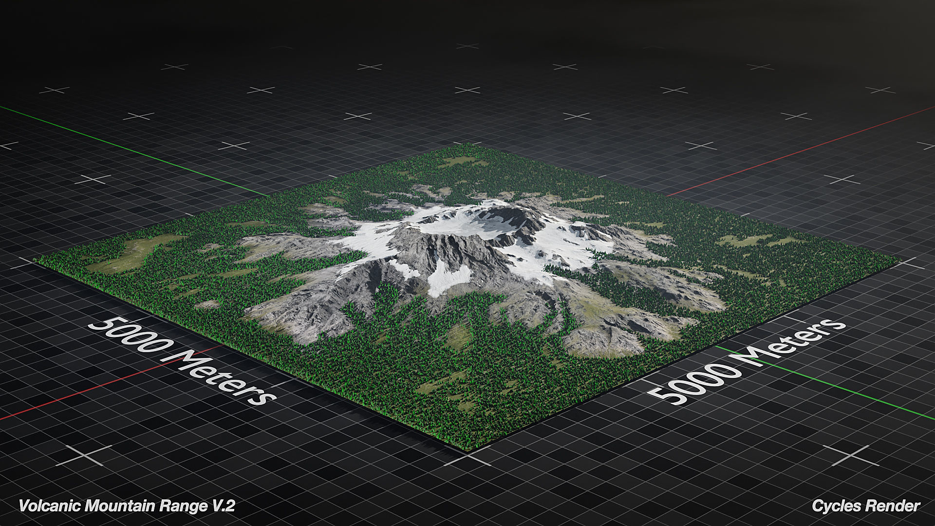 Volcano Mountain Range Version 2 3D model_1