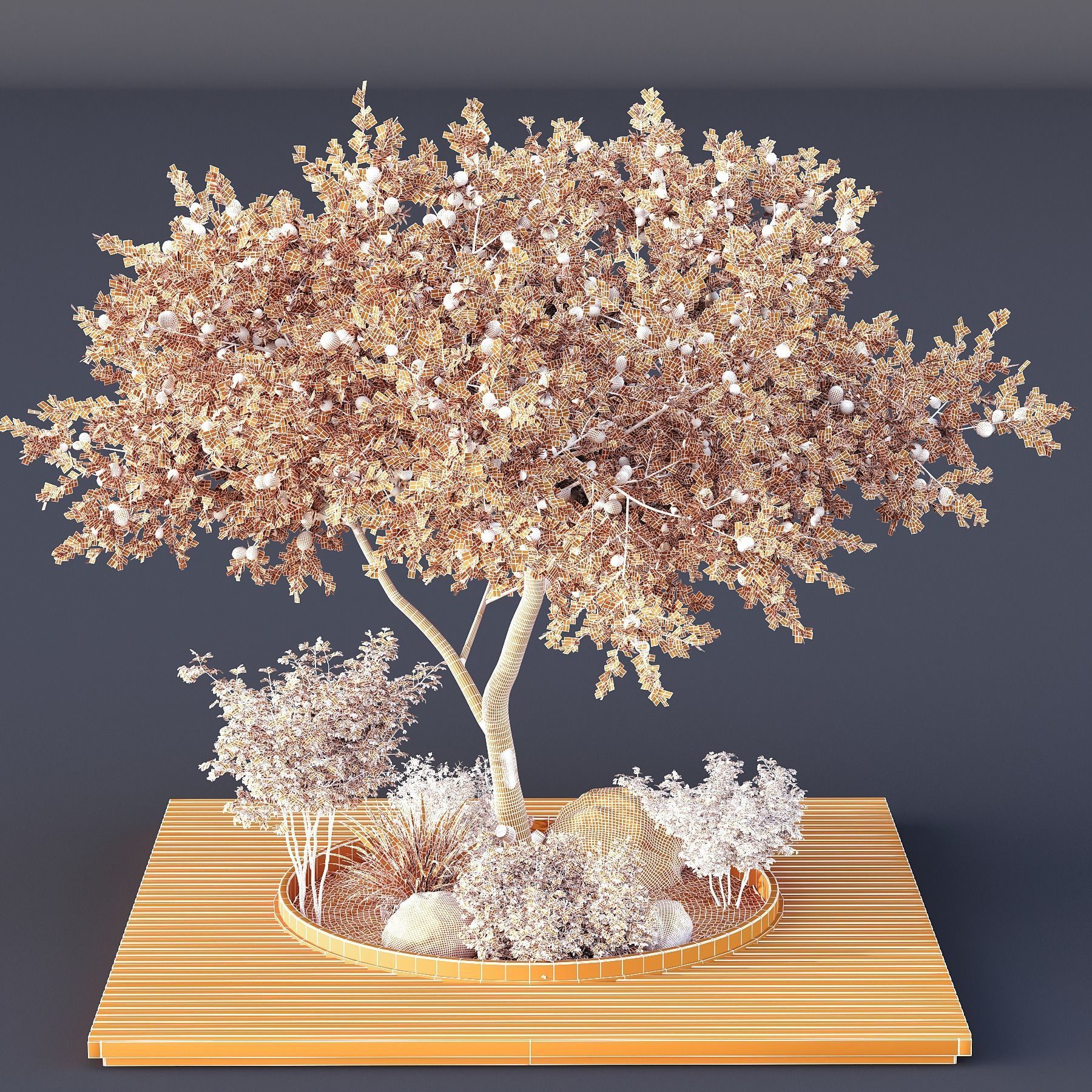 HQ Tree and bush garden box outdoor VOL 01 Free 3D model_4