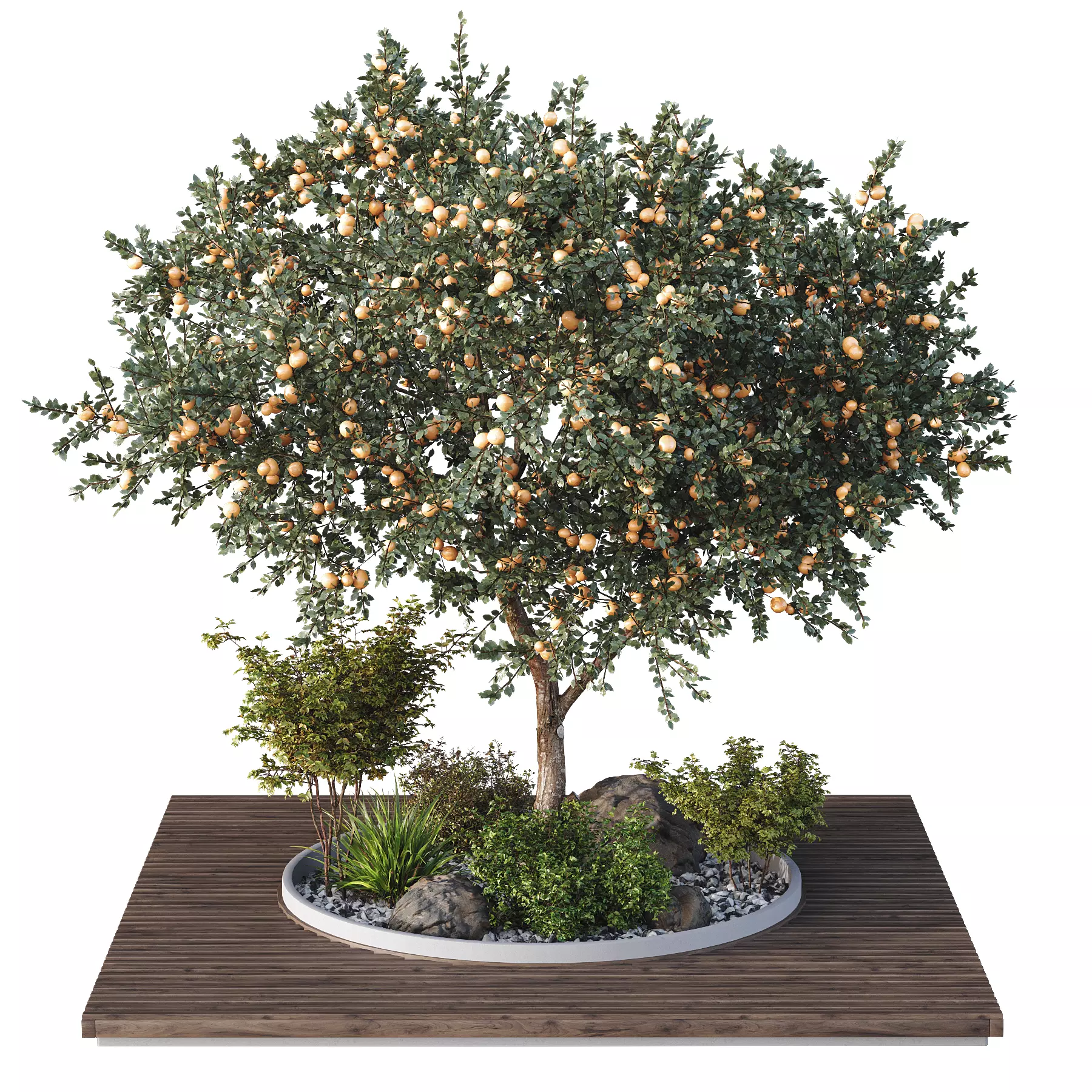 HQ Tree and bush garden box outdoor VOL 01 Free 3D model_0