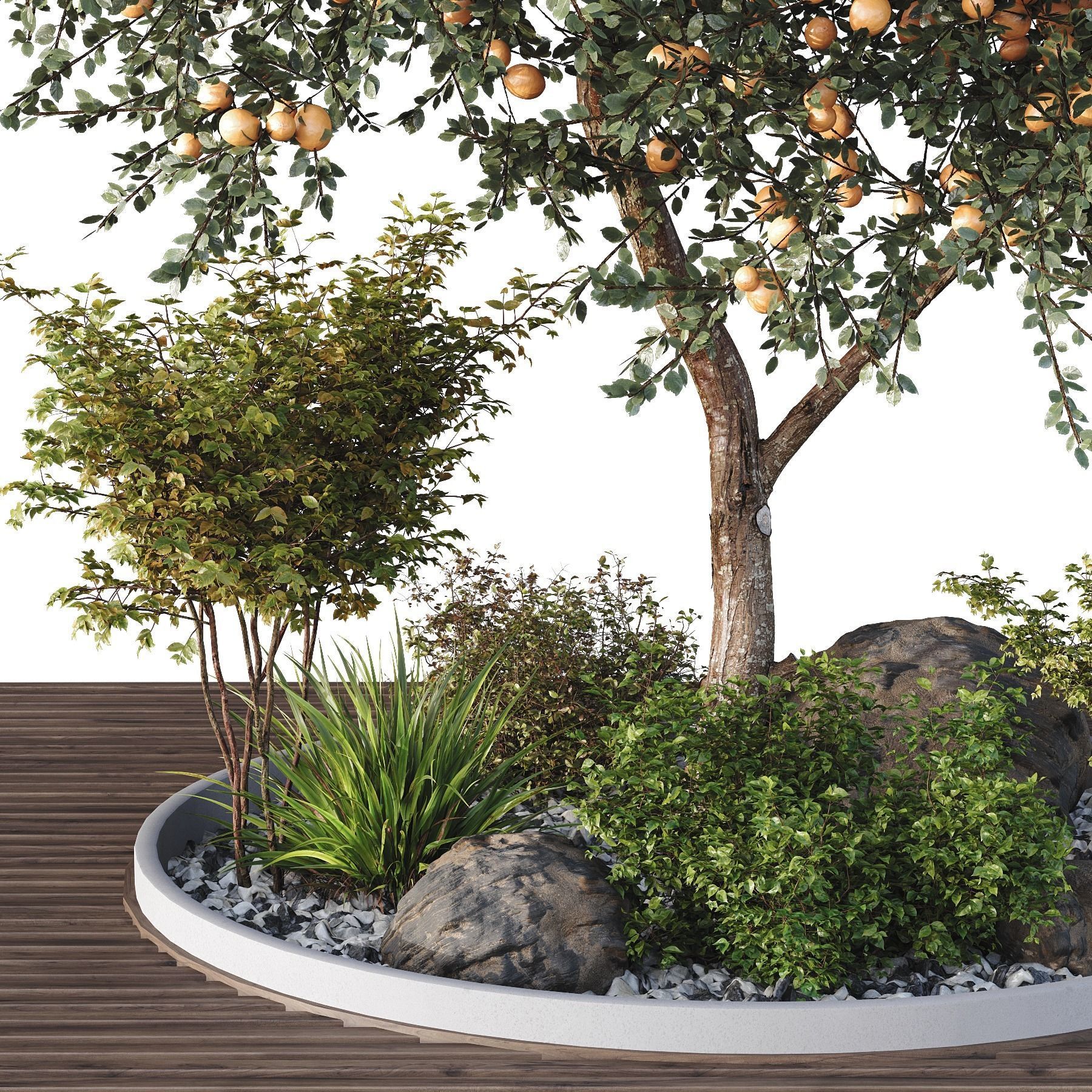 HQ Tree and bush garden box outdoor VOL 01 Free 3D model_1