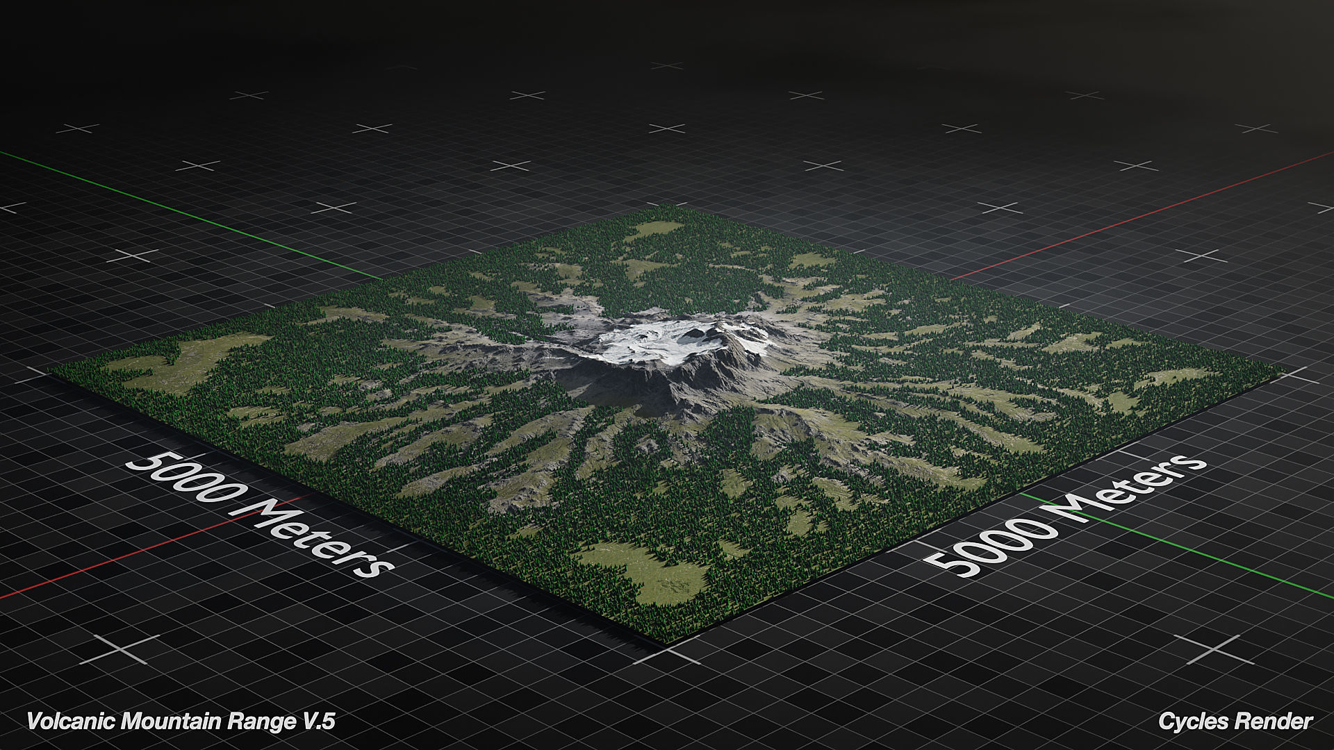 Volcano Mountain Range Version 5 3D model_1