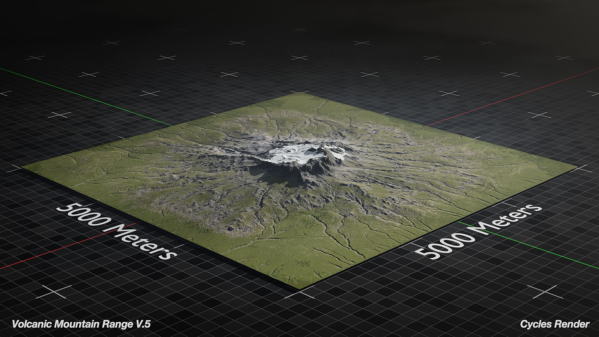 Volcano Mountain Range Version 5 3D model_2