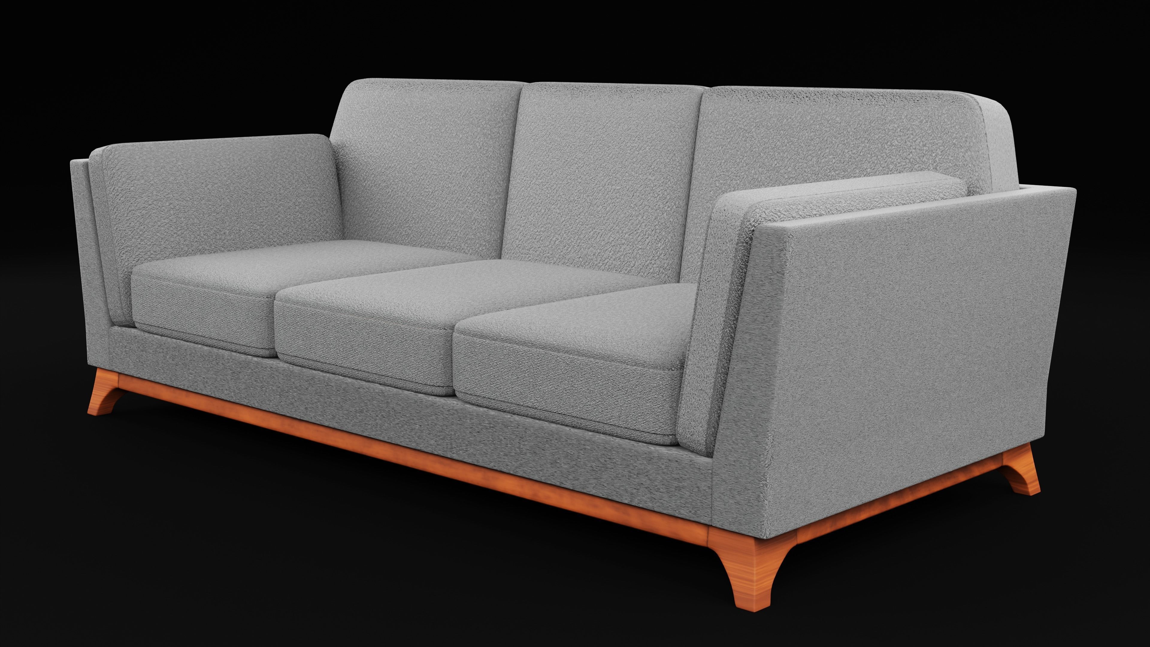 New Boston 3 Seater Sofa Modal Low-poly 3D model_4