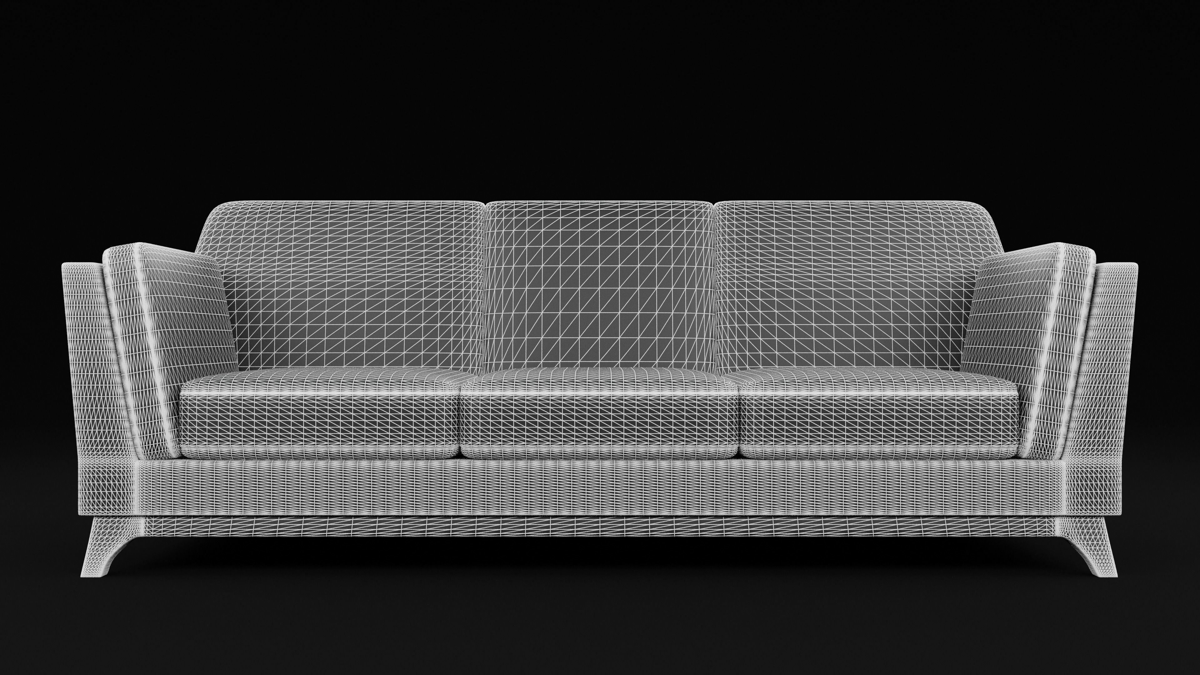 New Boston 3 Seater Sofa Modal Low-poly 3D model_7