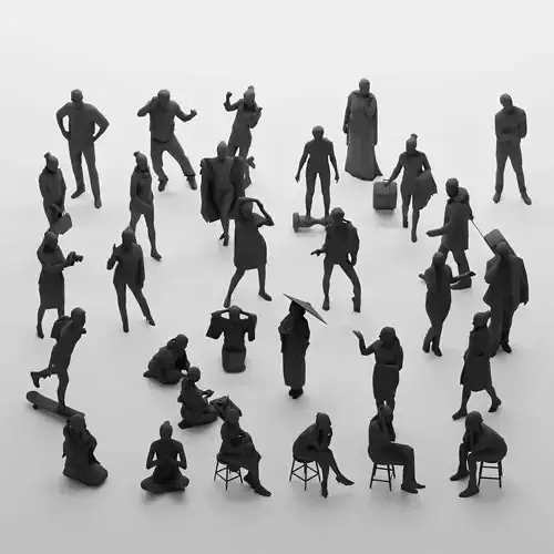 Low Poly People Pack - 30 3d models  Low-poly 3D model
