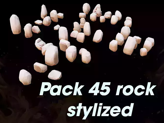 Pack 45 rock stylized for game lowpoly
