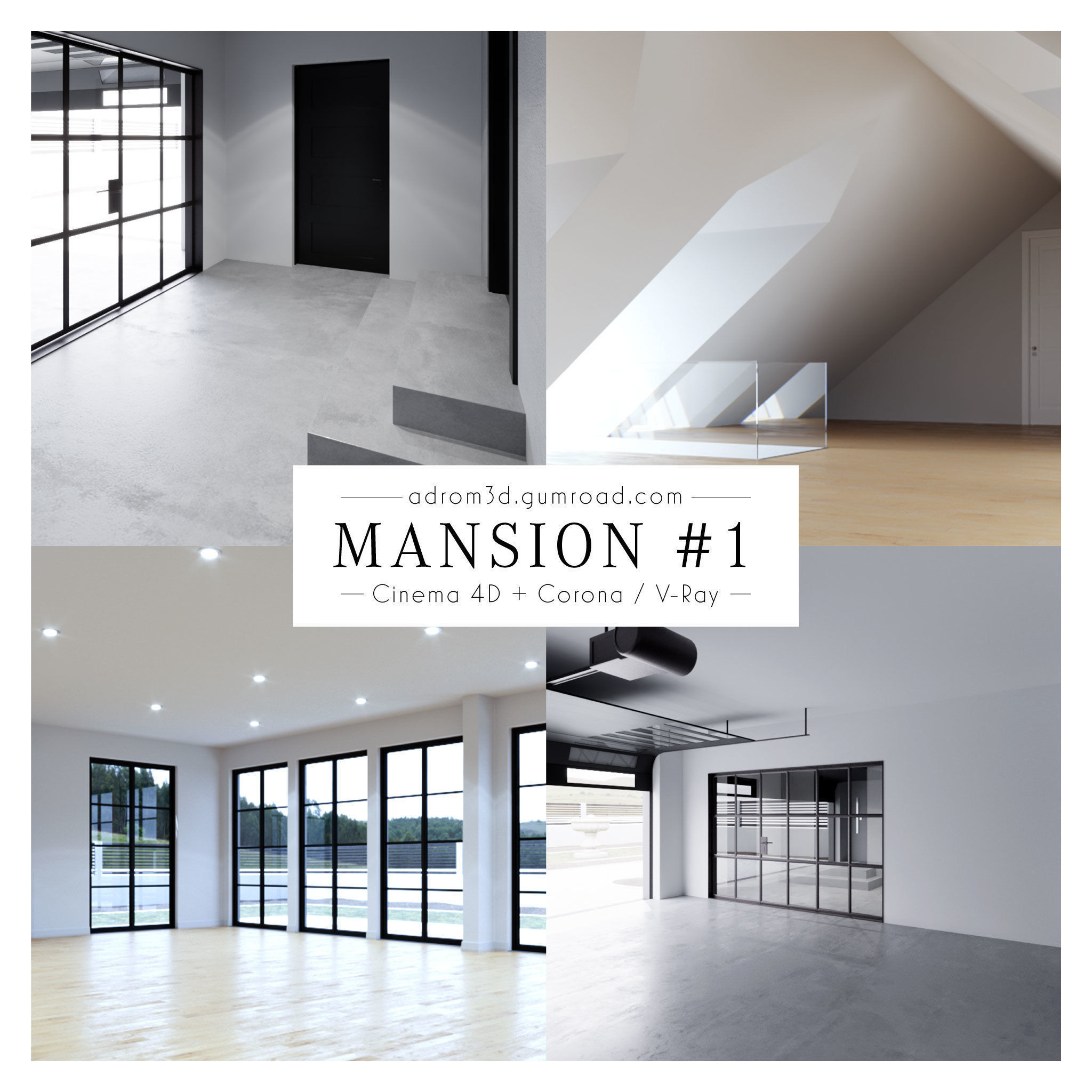 Mansion 1 for Cinema 4D with Corona and V-Ray 3D model_3