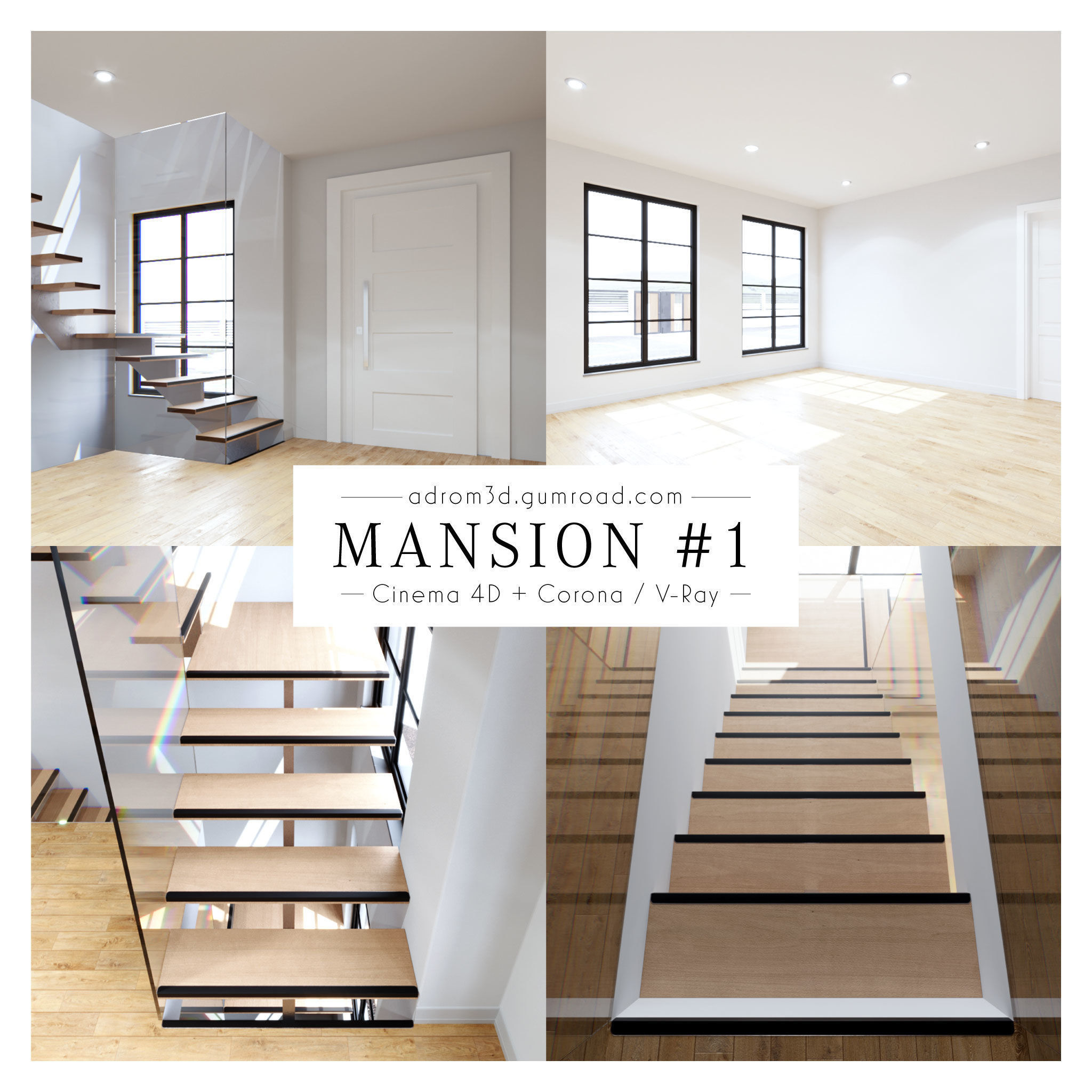 Mansion 1 for Cinema 4D with Corona and V-Ray 3D model_2