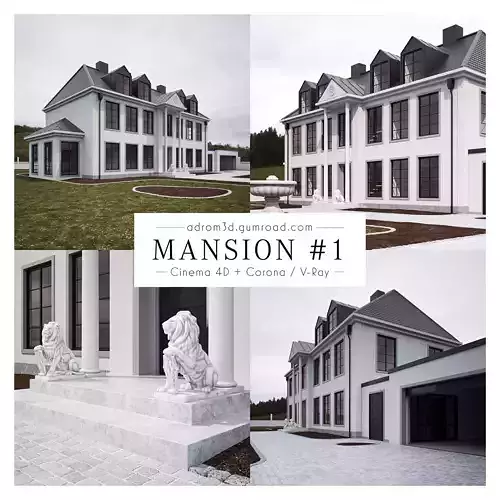 Mansion 1 for Cinema 4D with Corona and V-Ray