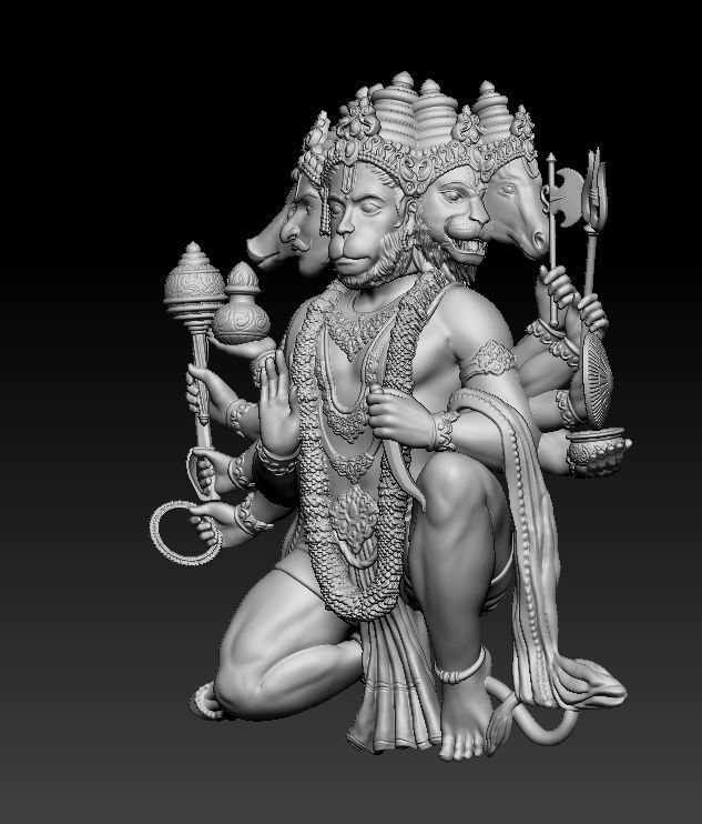 Panchmukhi Hanuman Ji 3D print model_3