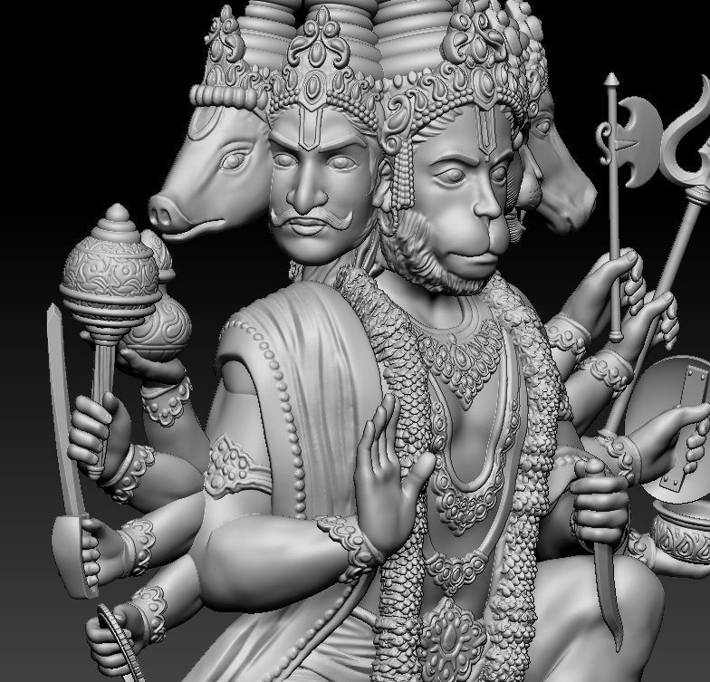 Panchmukhi Hanuman Ji 3D print model_4