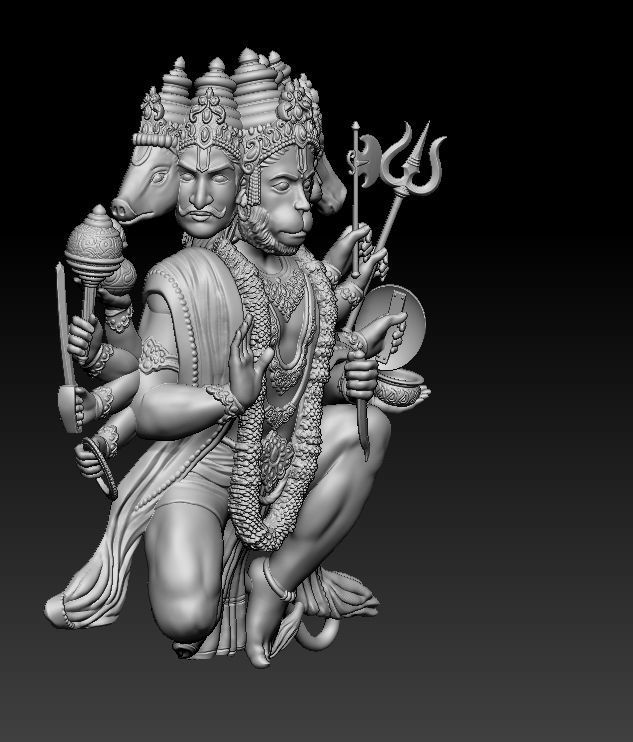 Panchmukhi Hanuman Ji 3D print model_2