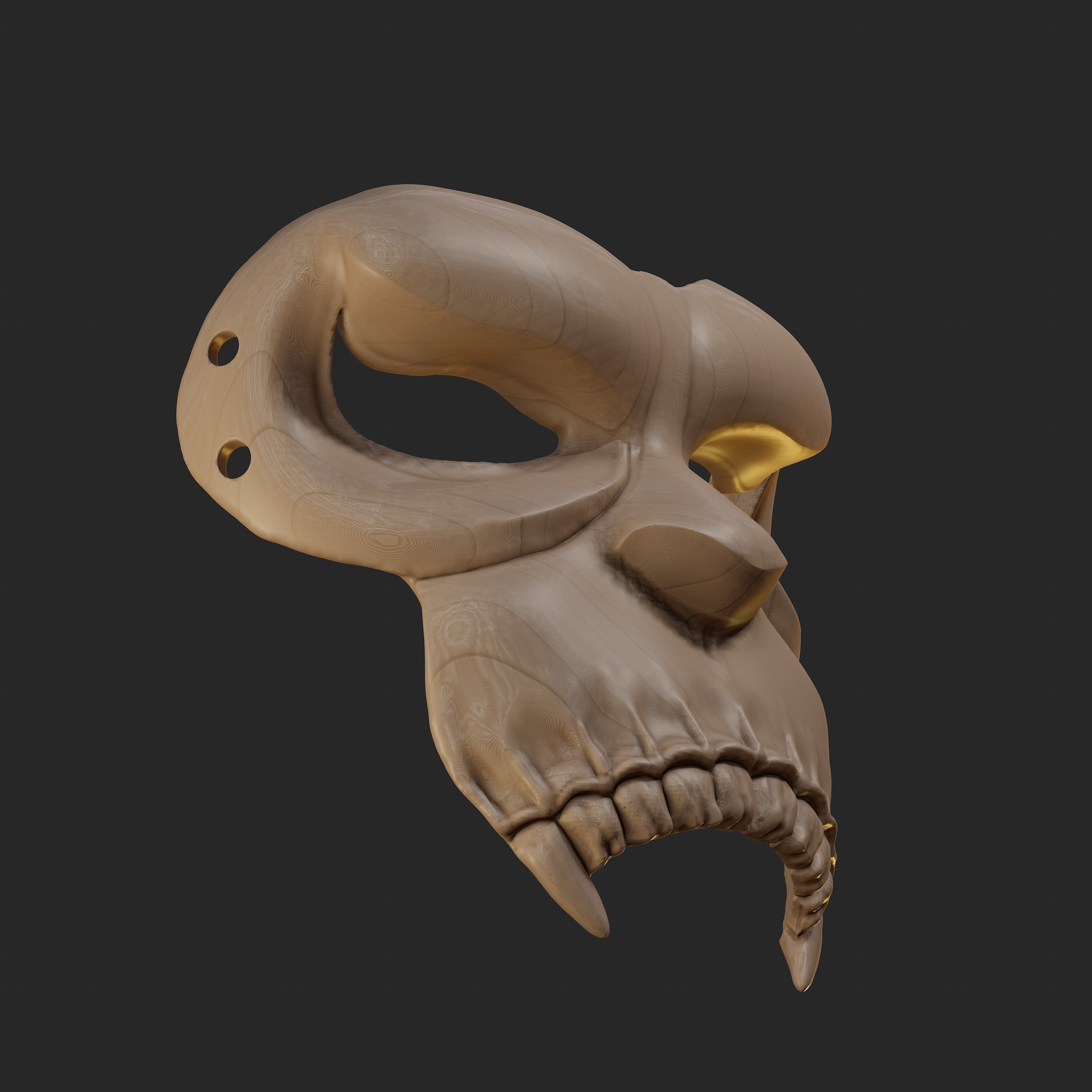 Oni Mask 10 Monkey Demon Half 3D print model_2