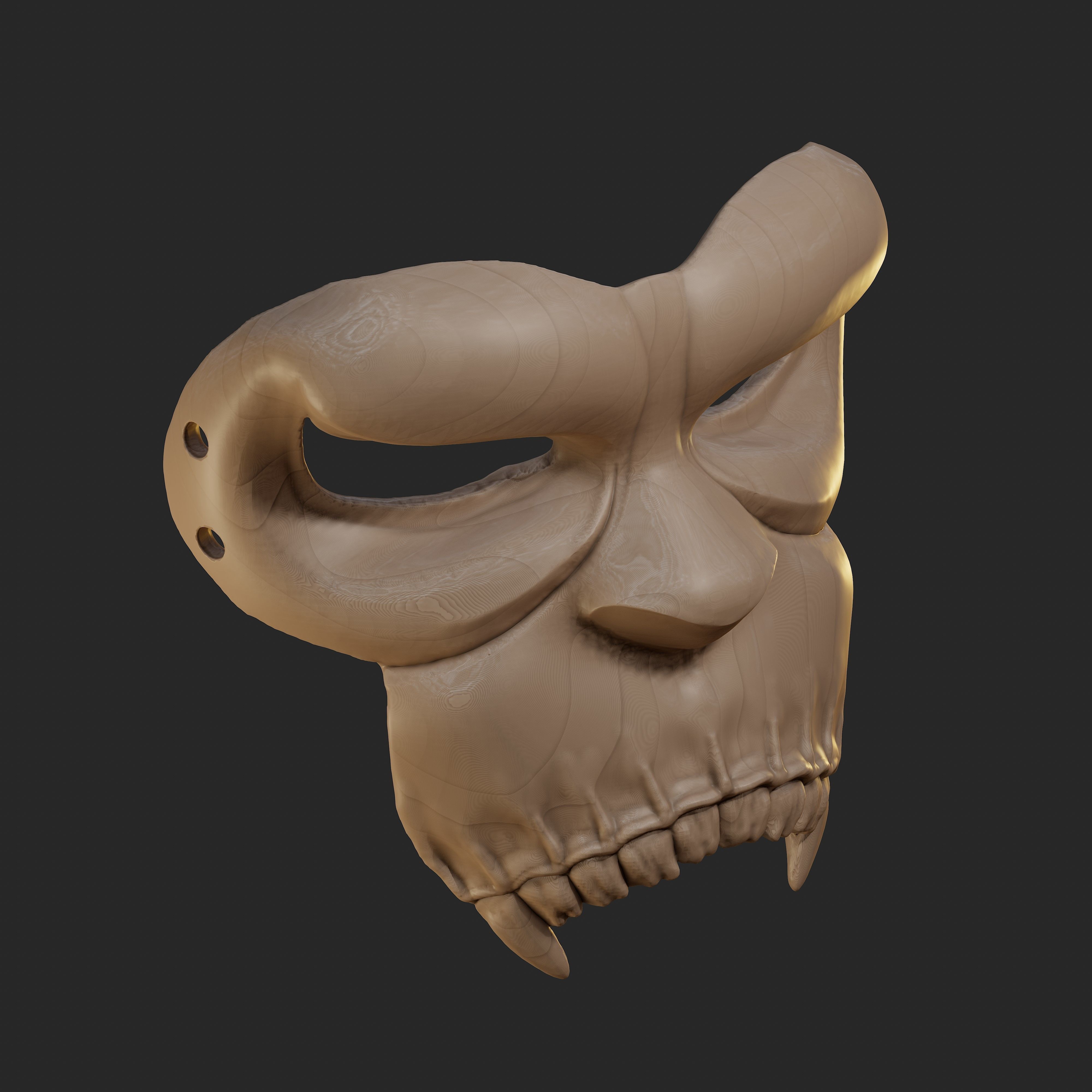 Oni Mask 10 Monkey Demon Half 3D print model_3