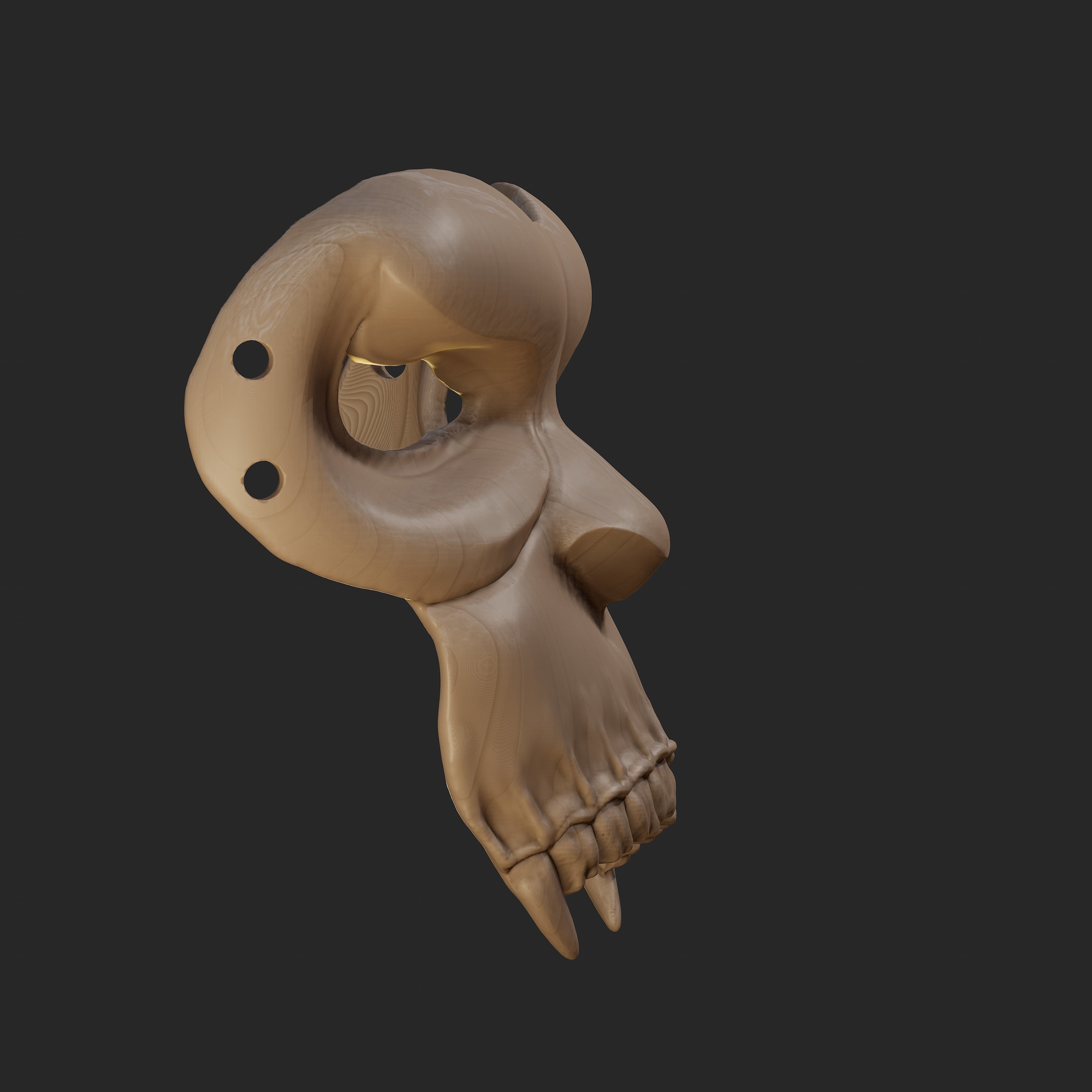 Oni Mask 10 Monkey Demon Half 3D print model_4