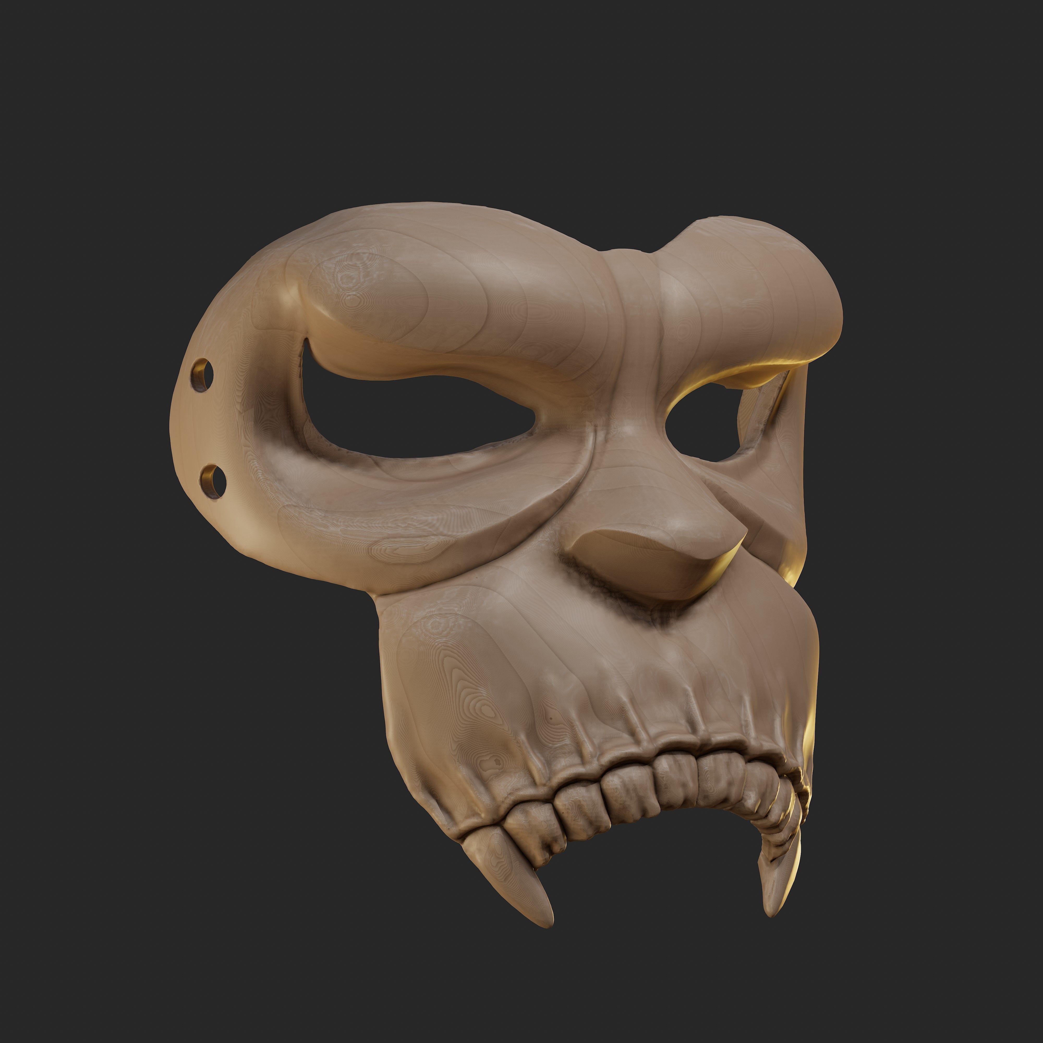 Oni Mask 10 Monkey Demon Half 3D print model_1