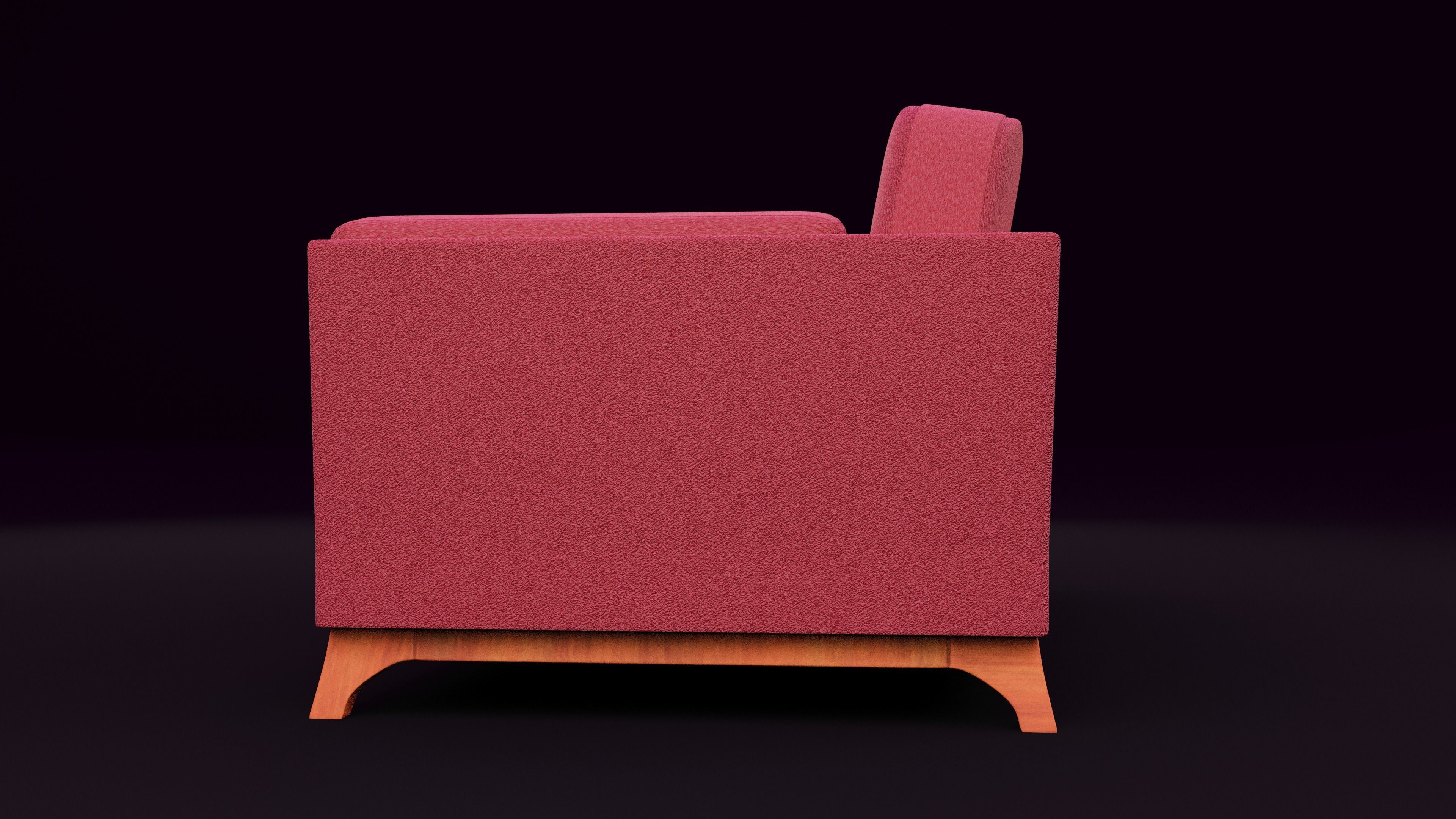 New Boston 3 Seater Sofa Red Color Low-poly 3D model_3