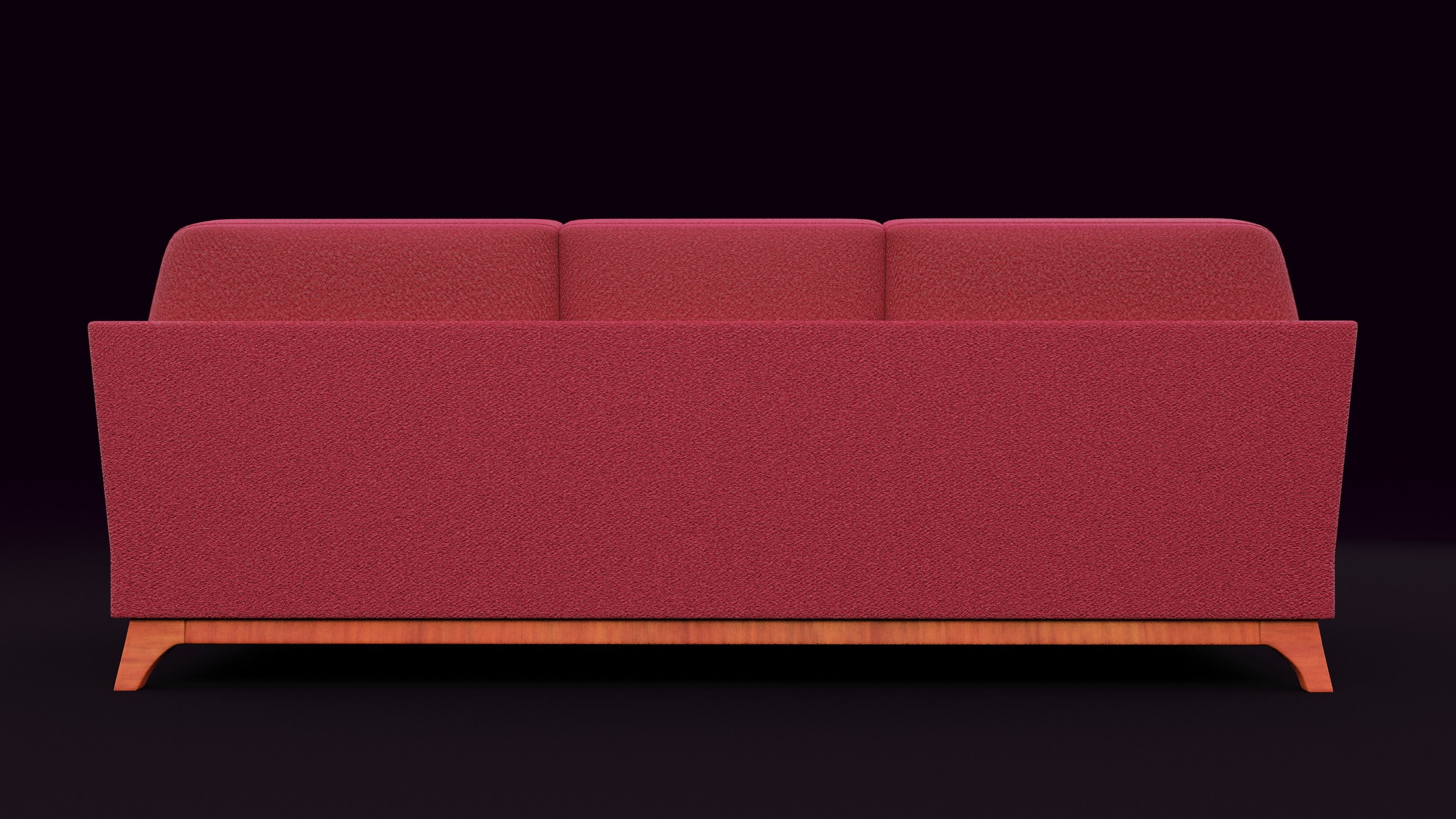 New Boston 3 Seater Sofa Red Color Low-poly 3D model_1