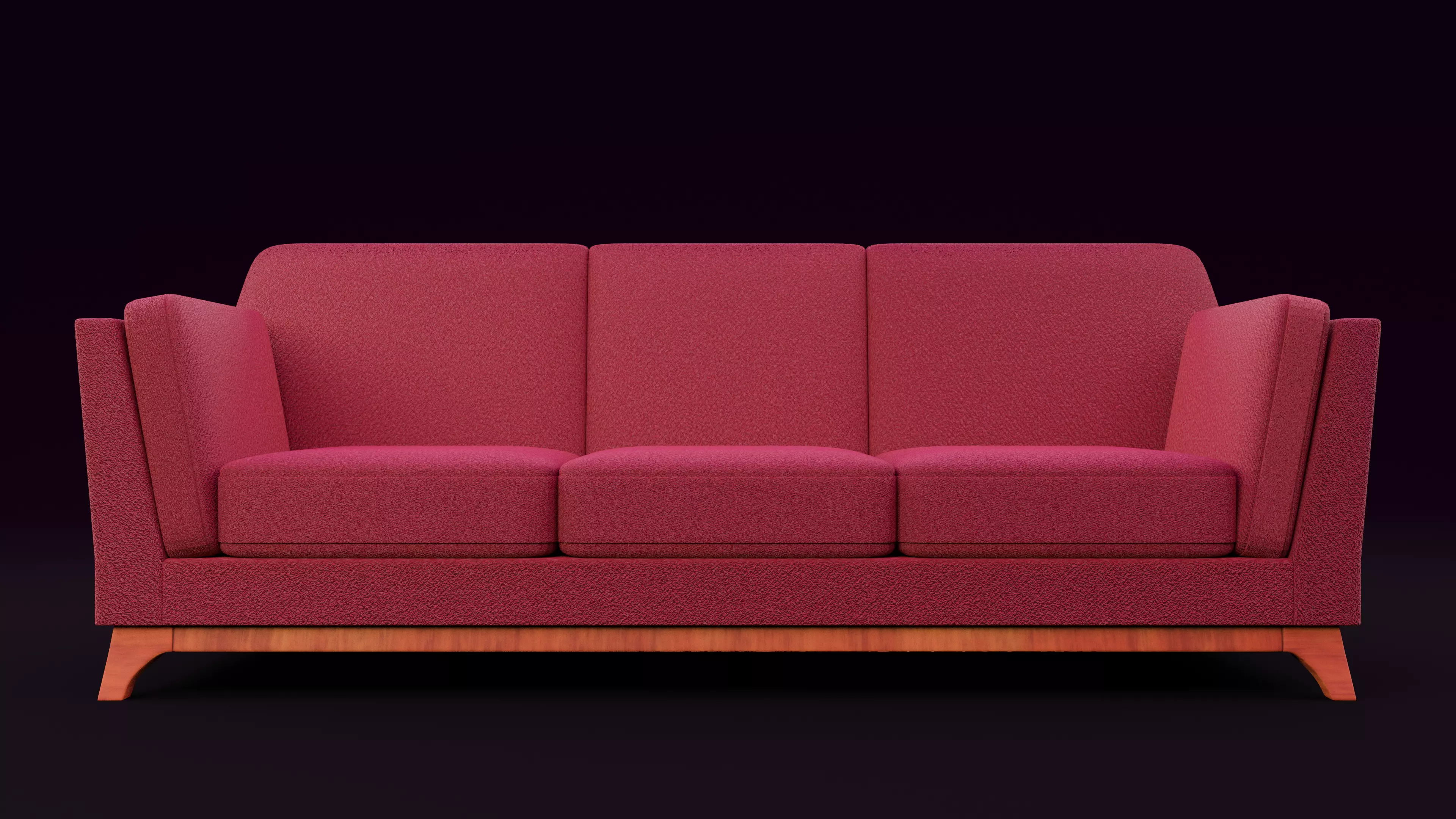 New Boston 3 Seater Sofa Red Color Low-poly 3D model_0