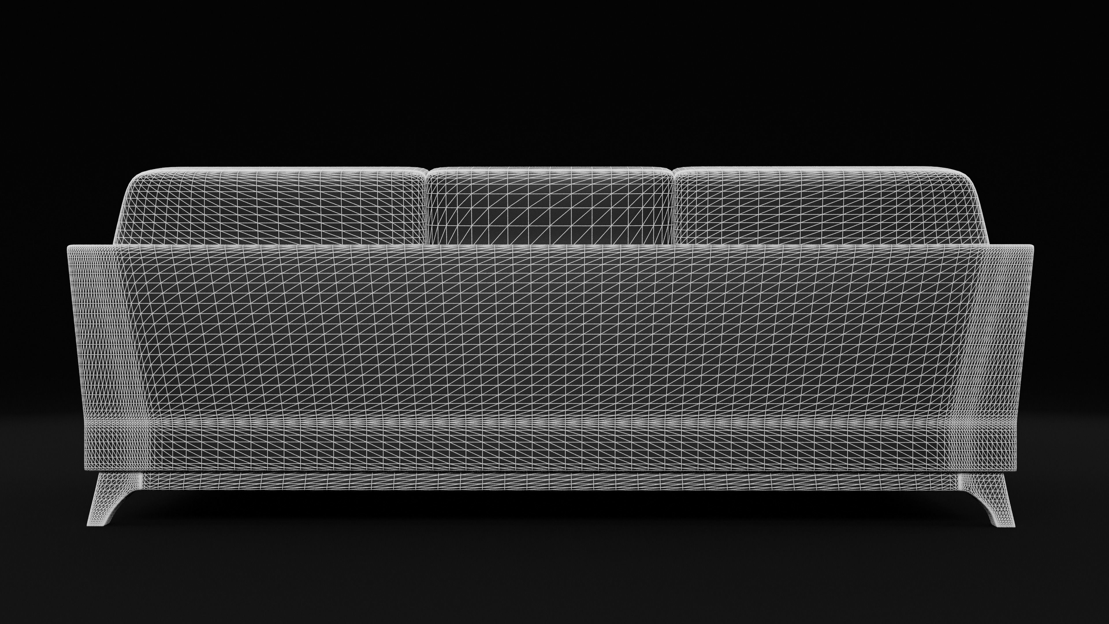 New Boston 3 Seater Sofa Red Color Low-poly 3D model_8