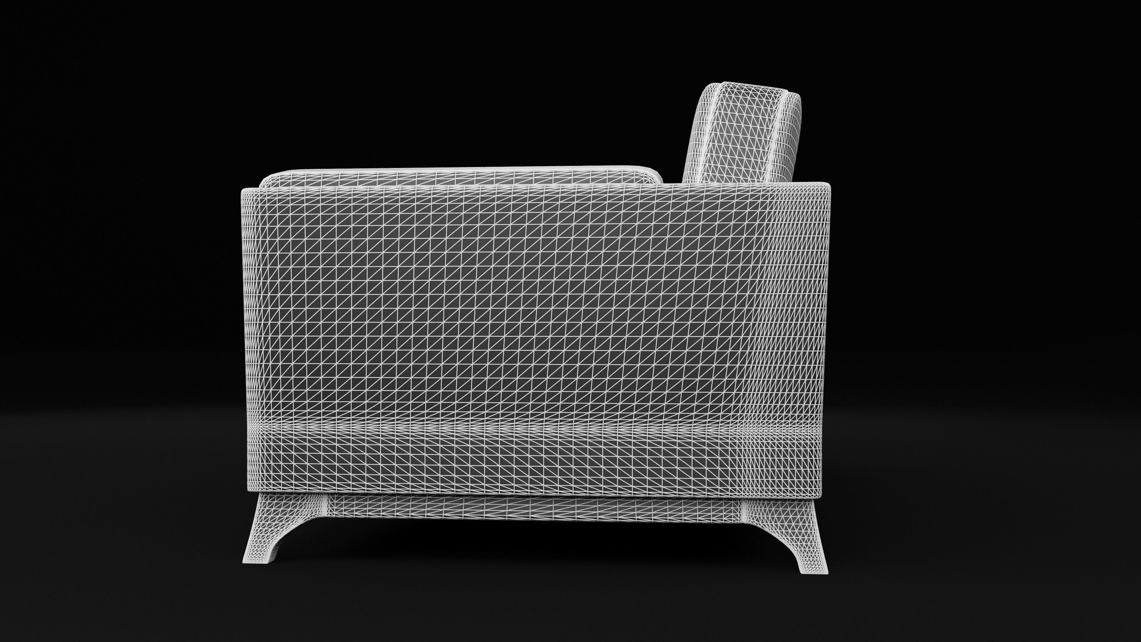 New Boston 3 Seater Sofa Red Color Low-poly 3D model_10