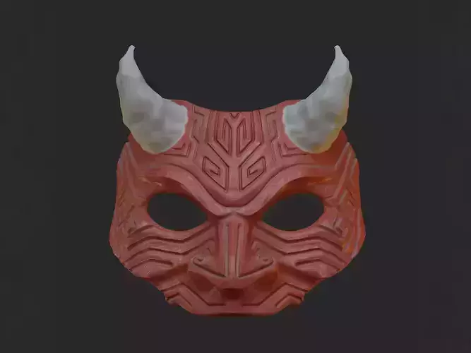 Oni Mask 9 Demon Carved Half Face
