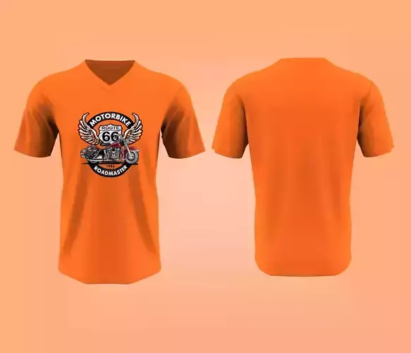 Men V-Neck Chest Printed Tee