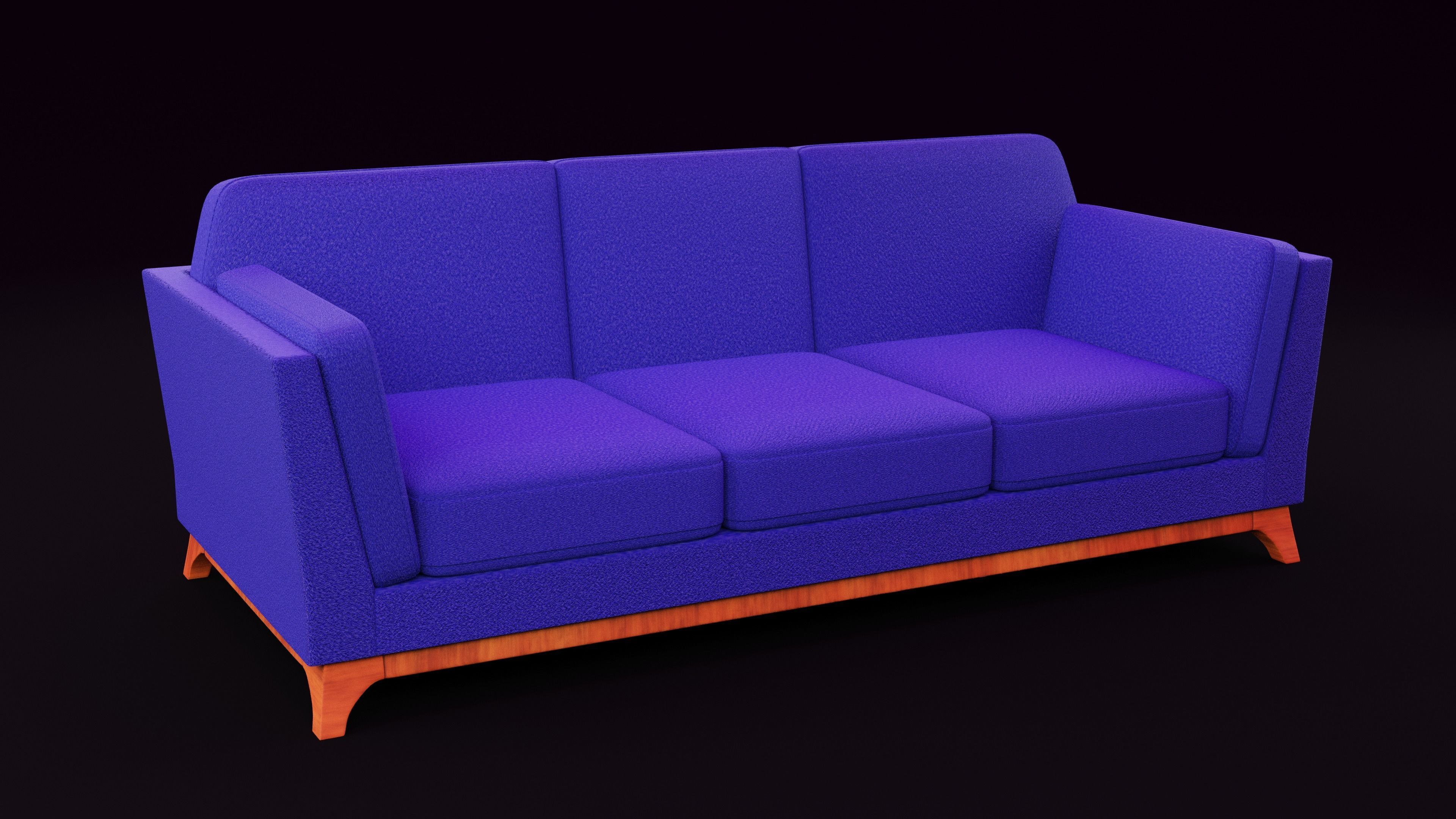 New Boston 3 Seater Sofa Blue Color Low-poly 3D model_5