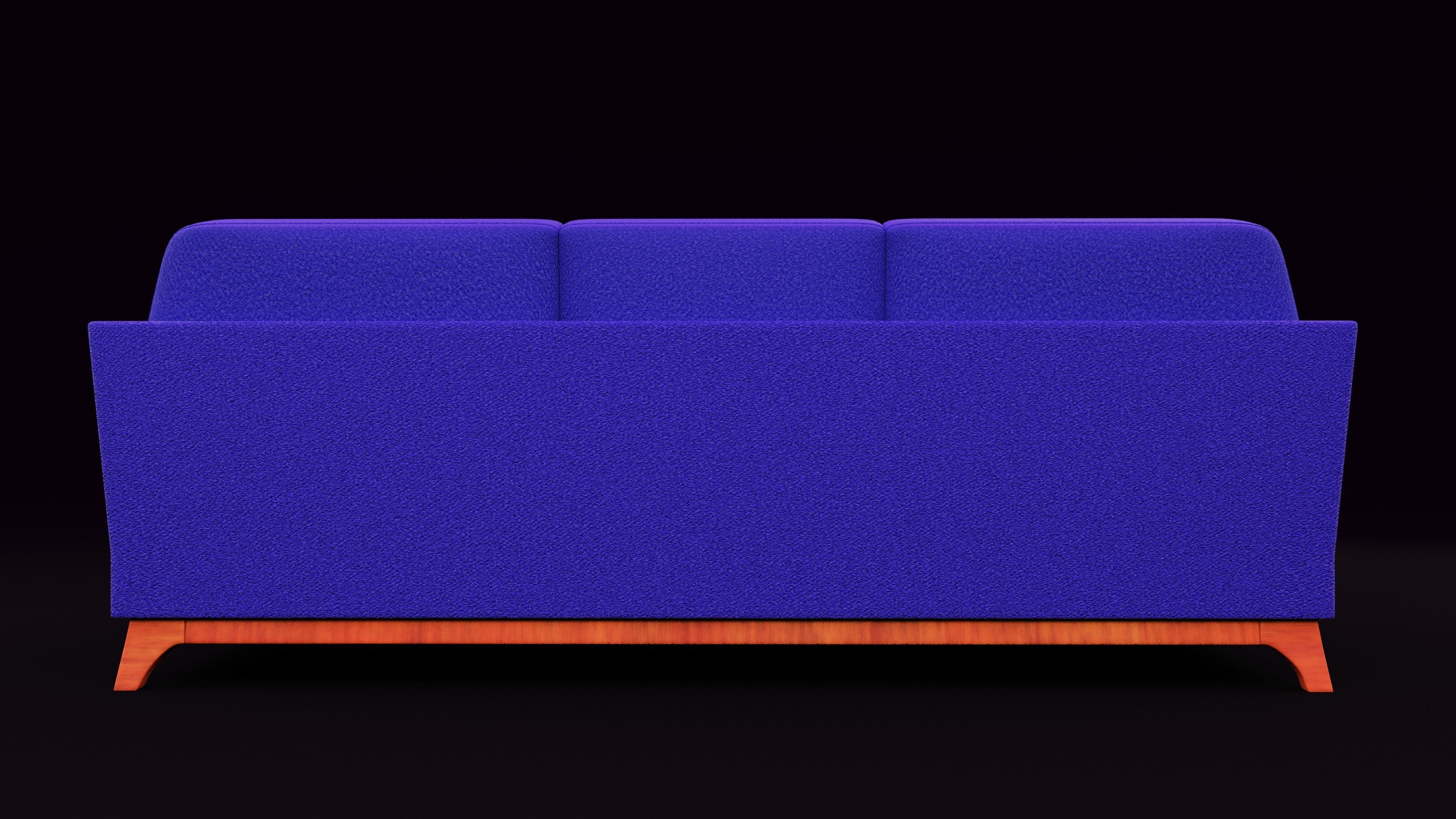 New Boston 3 Seater Sofa Blue Color Low-poly 3D model_1