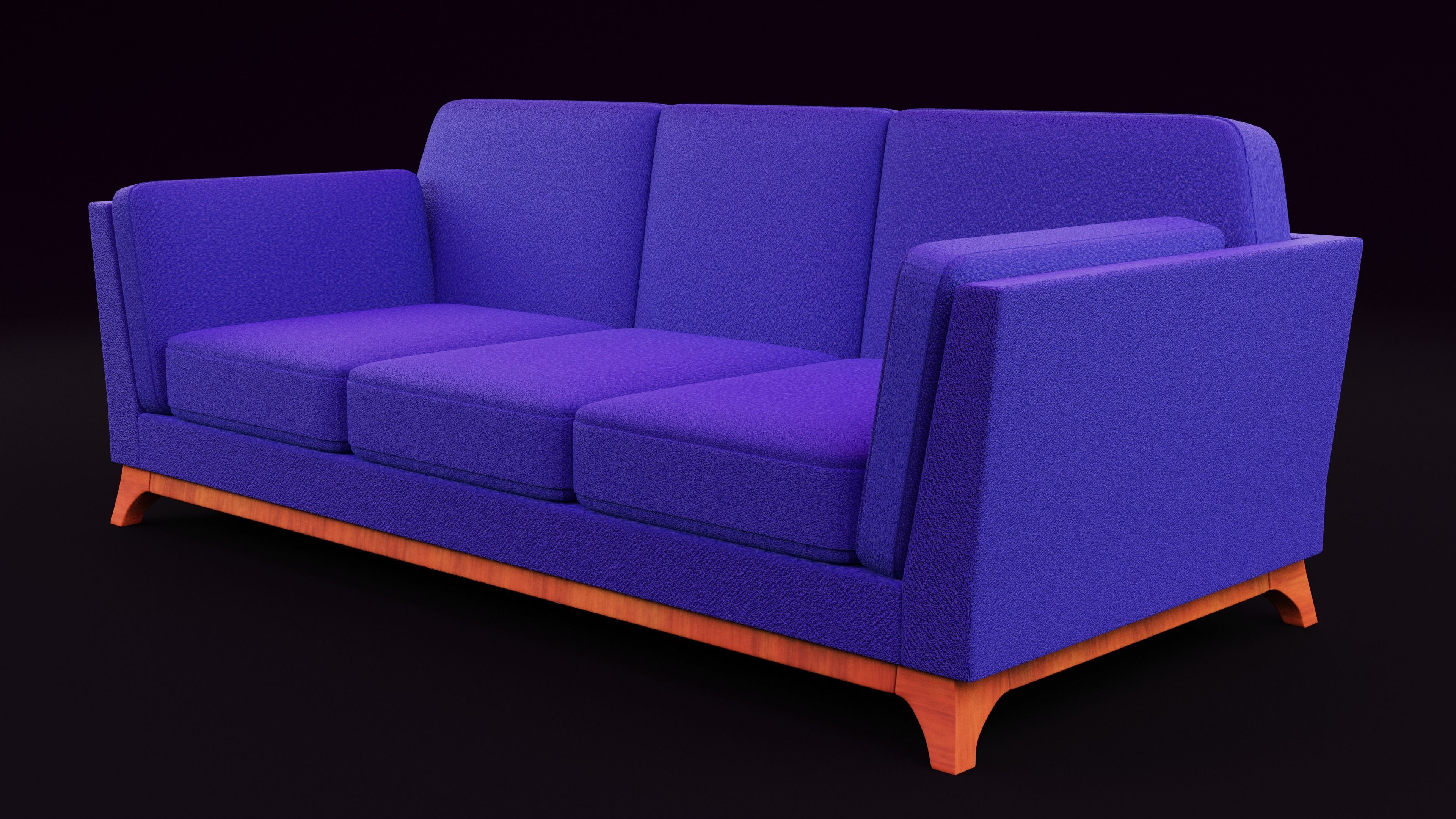 New Boston 3 Seater Sofa Blue Color Low-poly 3D model_4
