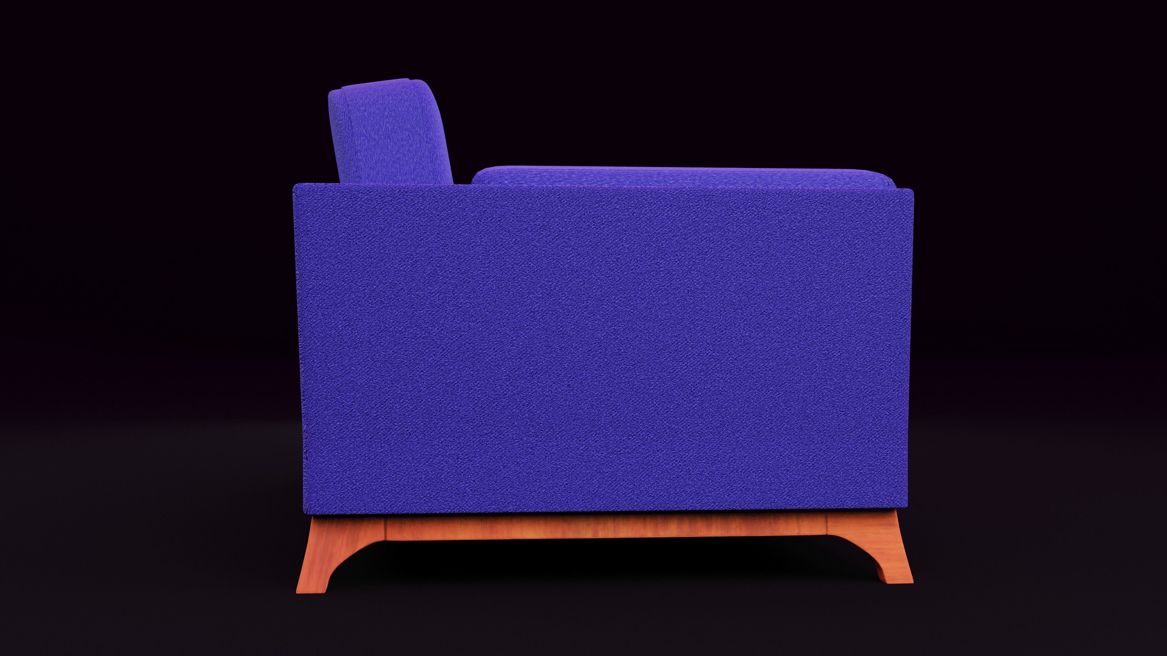 New Boston 3 Seater Sofa Blue Color Low-poly 3D model_2