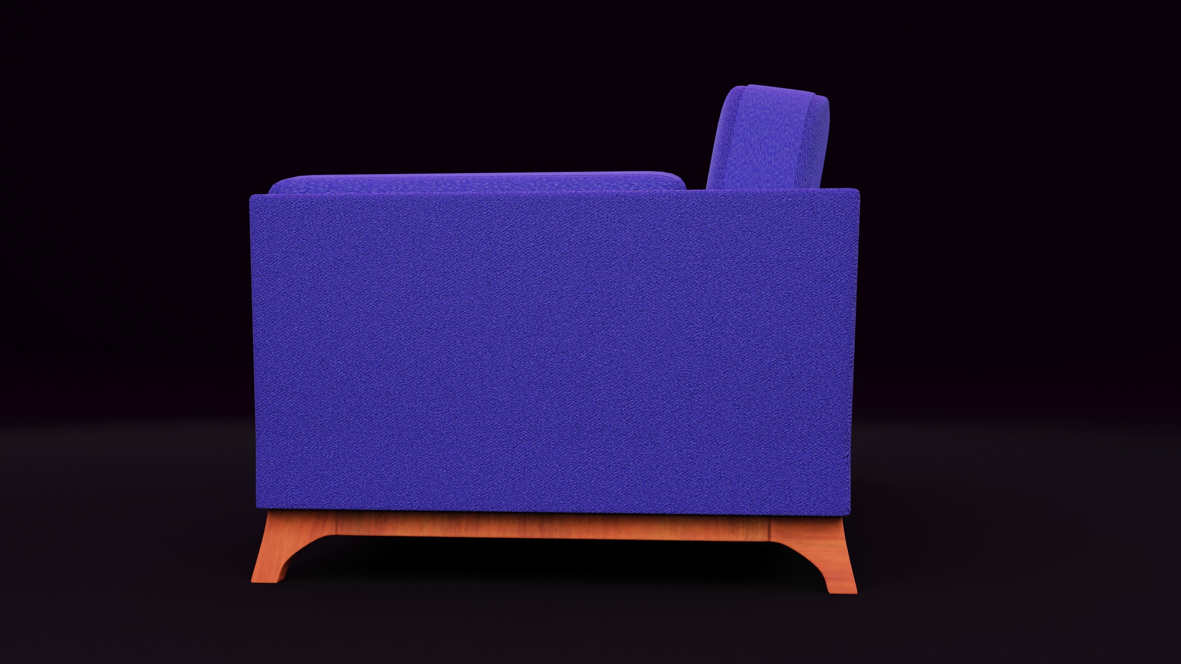 New Boston 3 Seater Sofa Blue Color Low-poly 3D model_3
