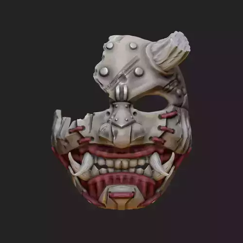 Oni Mask 7 Broken Horn Battle Damage