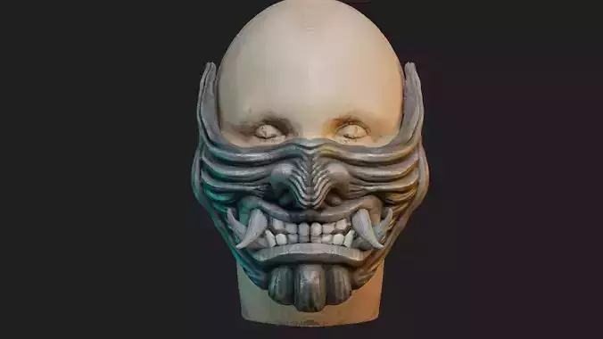 Hannya Samurai Oni Half Mask 3D print model