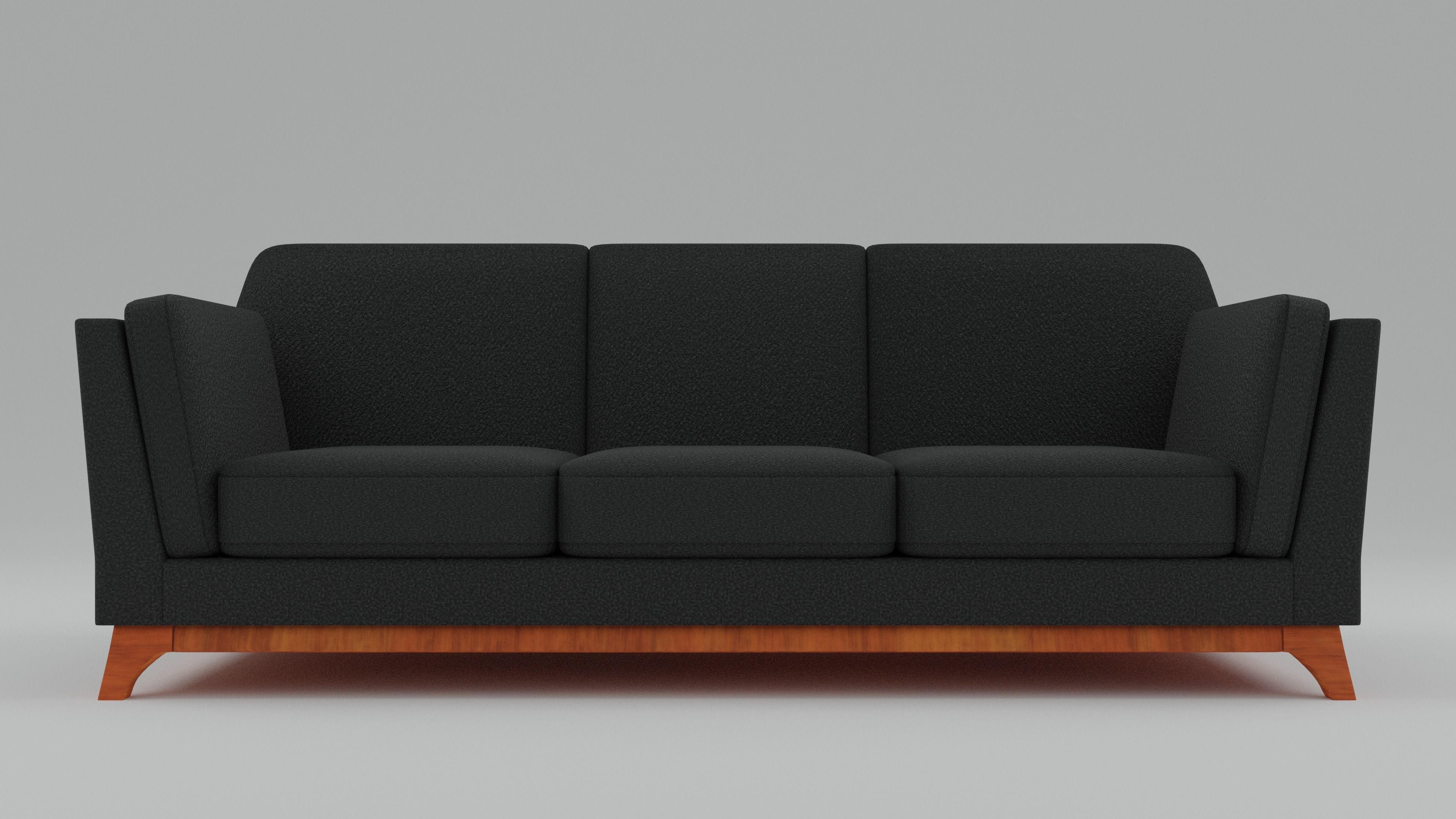 New Boston 3 Seater Sofa Black Color Low-poly 3D model_4