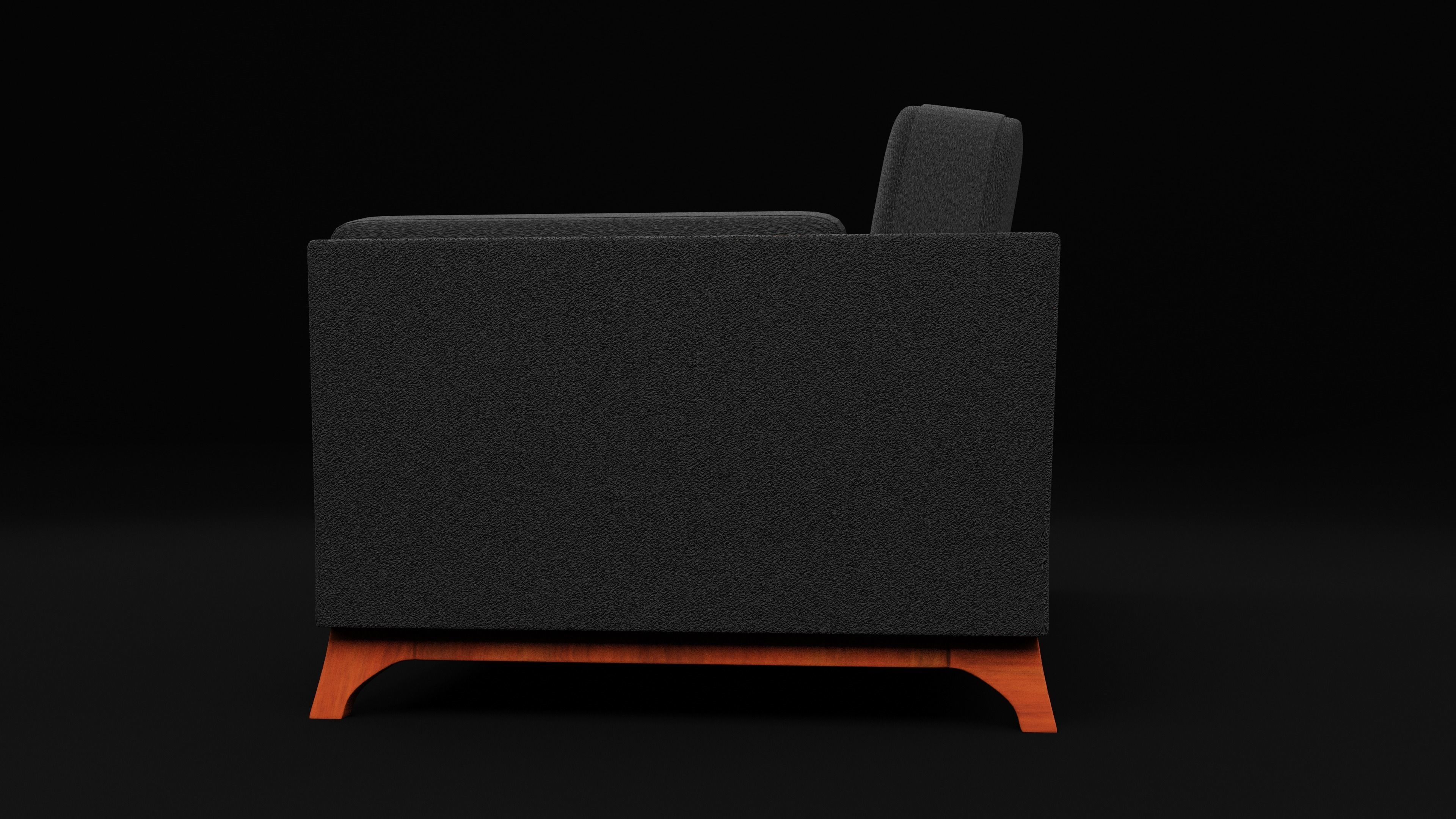 New Boston 3 Seater Sofa Black Color Low-poly 3D model_3