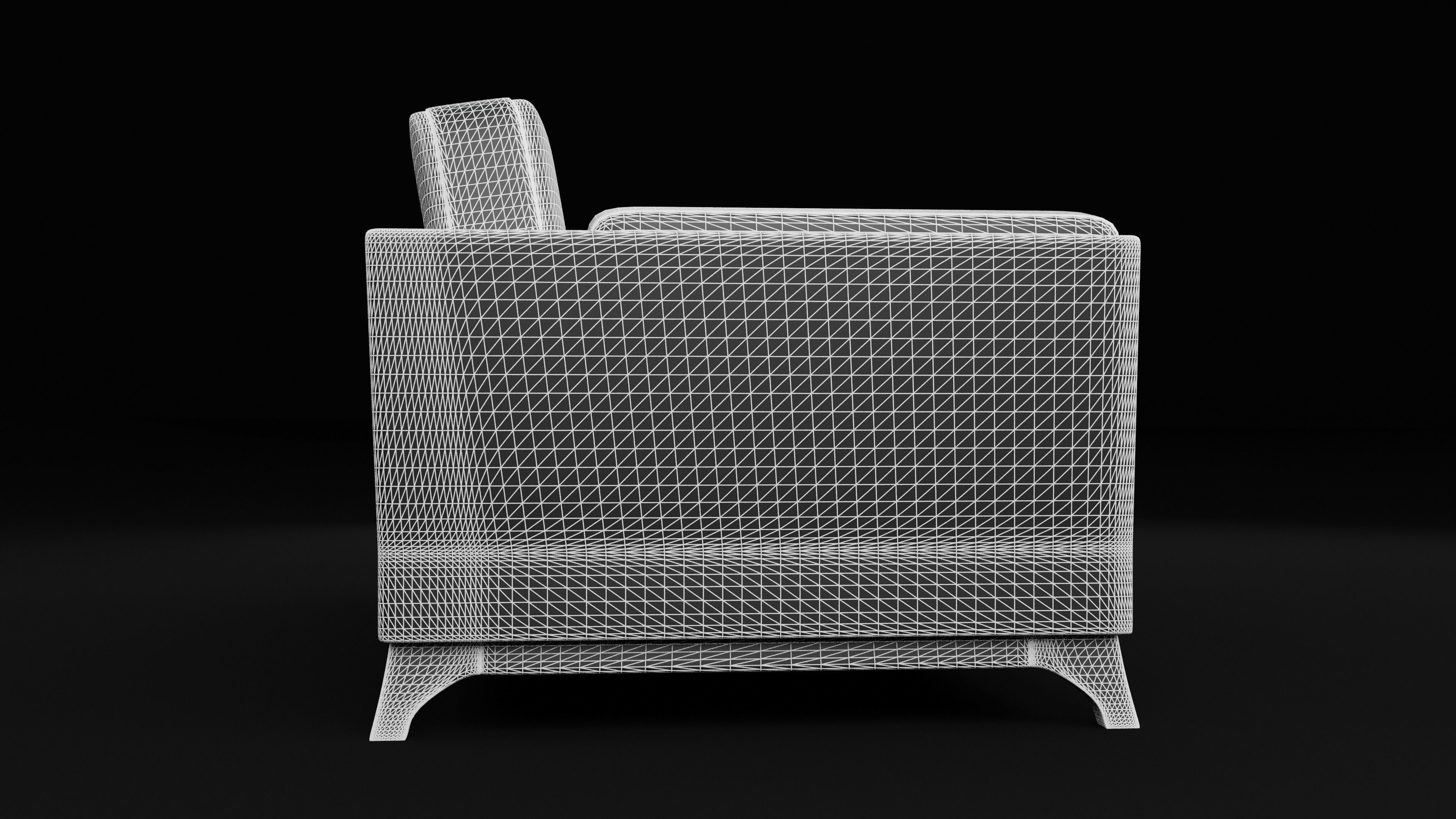 New Boston 3 Seater Sofa Black Color Low-poly 3D model_10