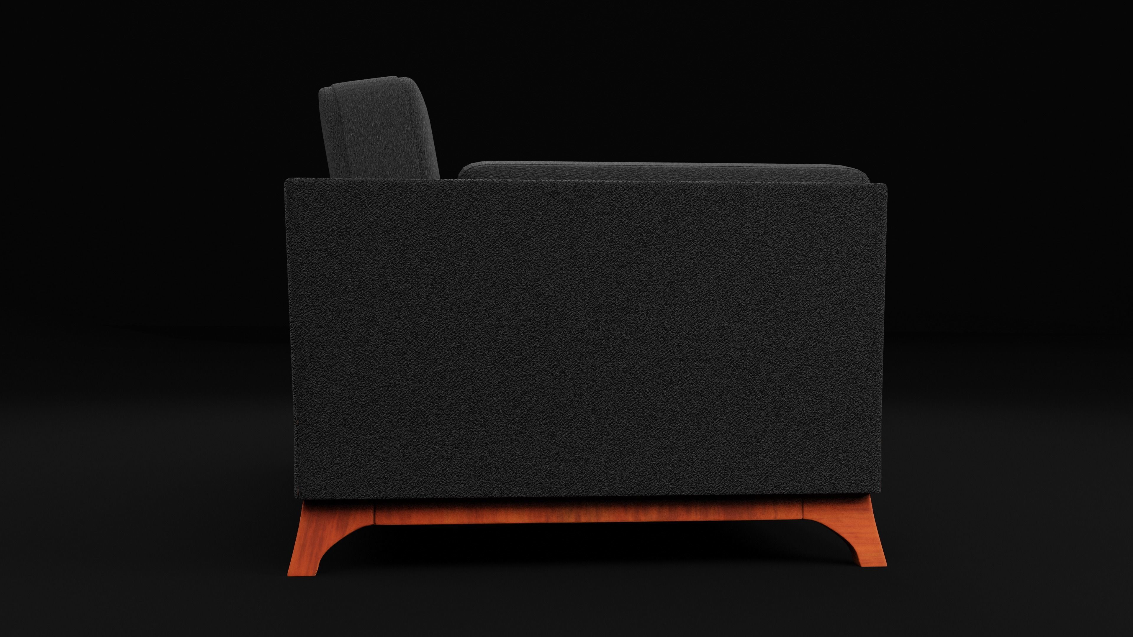 New Boston 3 Seater Sofa Black Color Low-poly 3D model_2