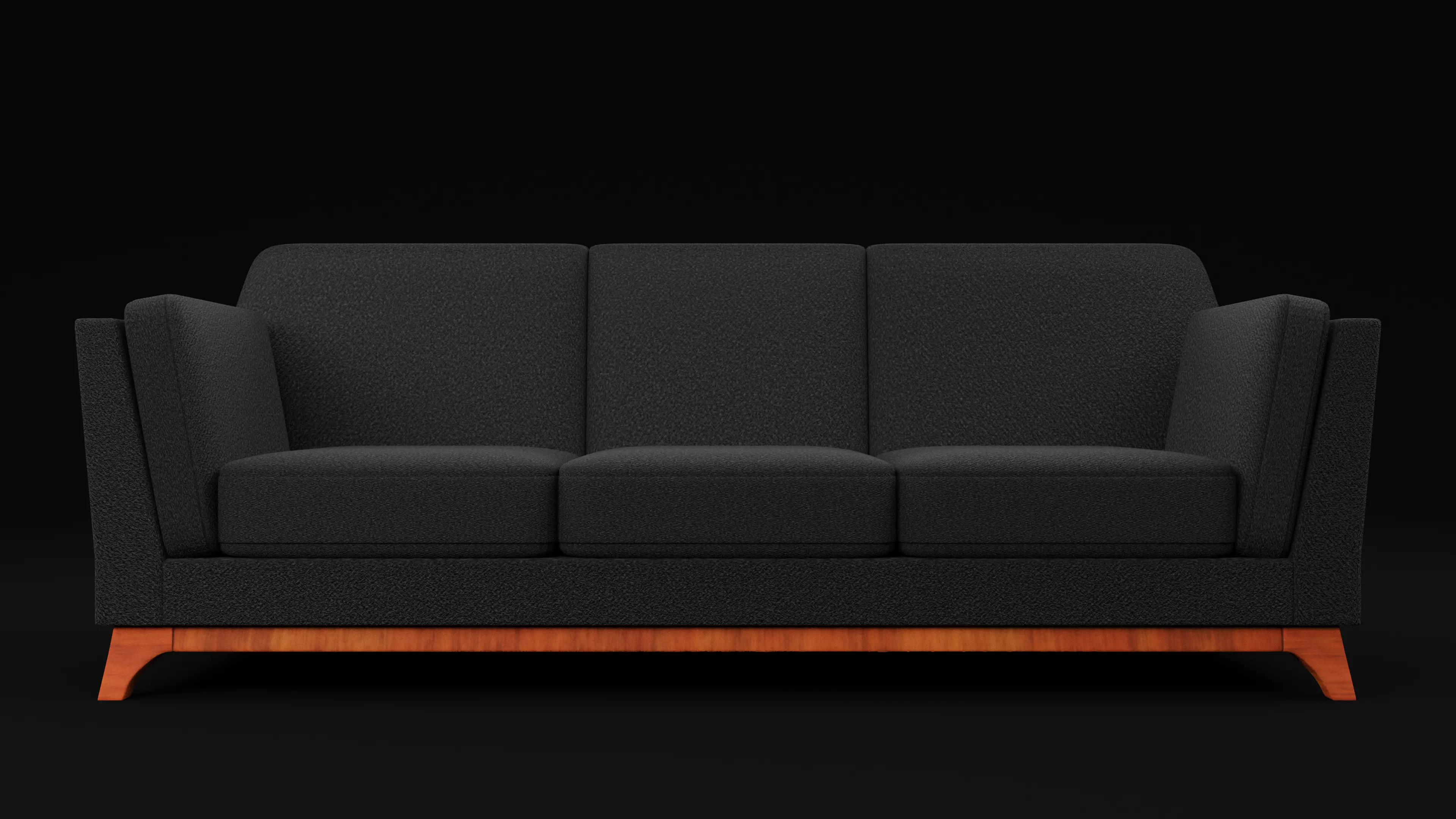 New Boston 3 Seater Sofa Black Color Low-poly 3D model_0