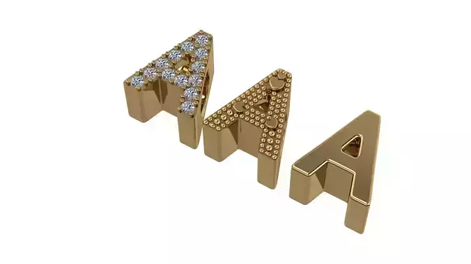 Letter A Charm  Two types 3D print model