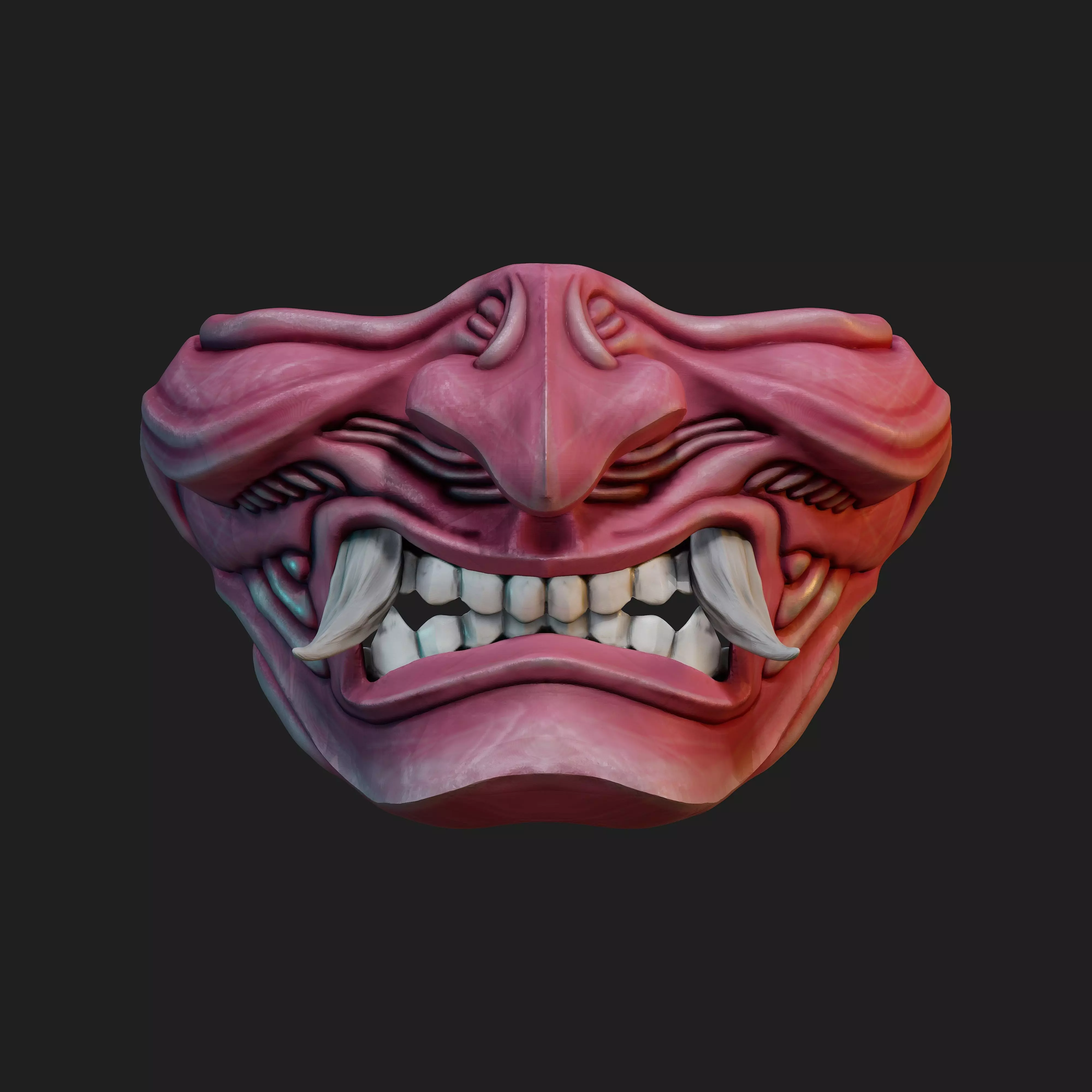 Hannya Samurai Oni Half Mask 3D print model