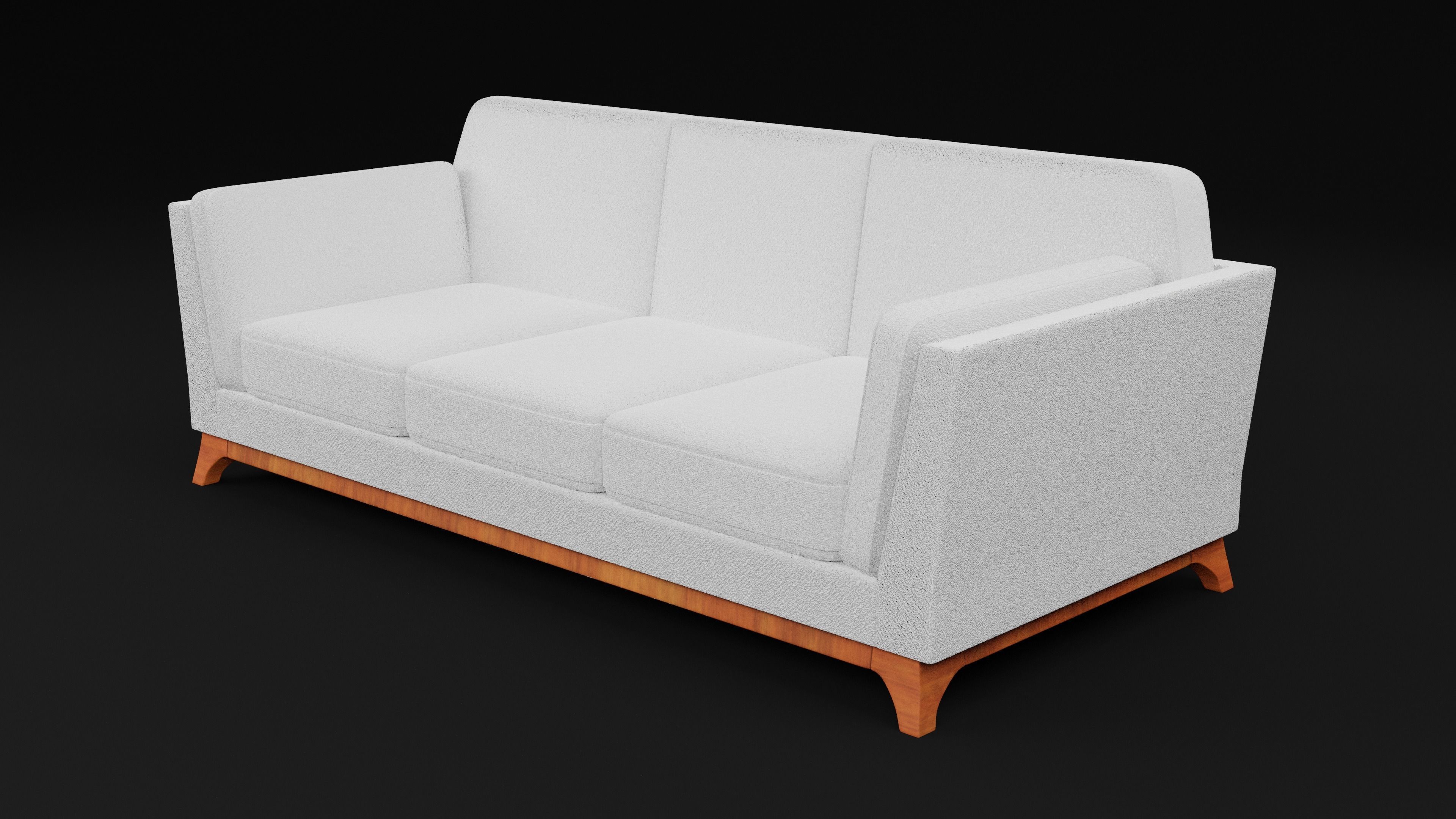 New Boston 3 Seater Sofa White Color  Low-poly 3D model_4