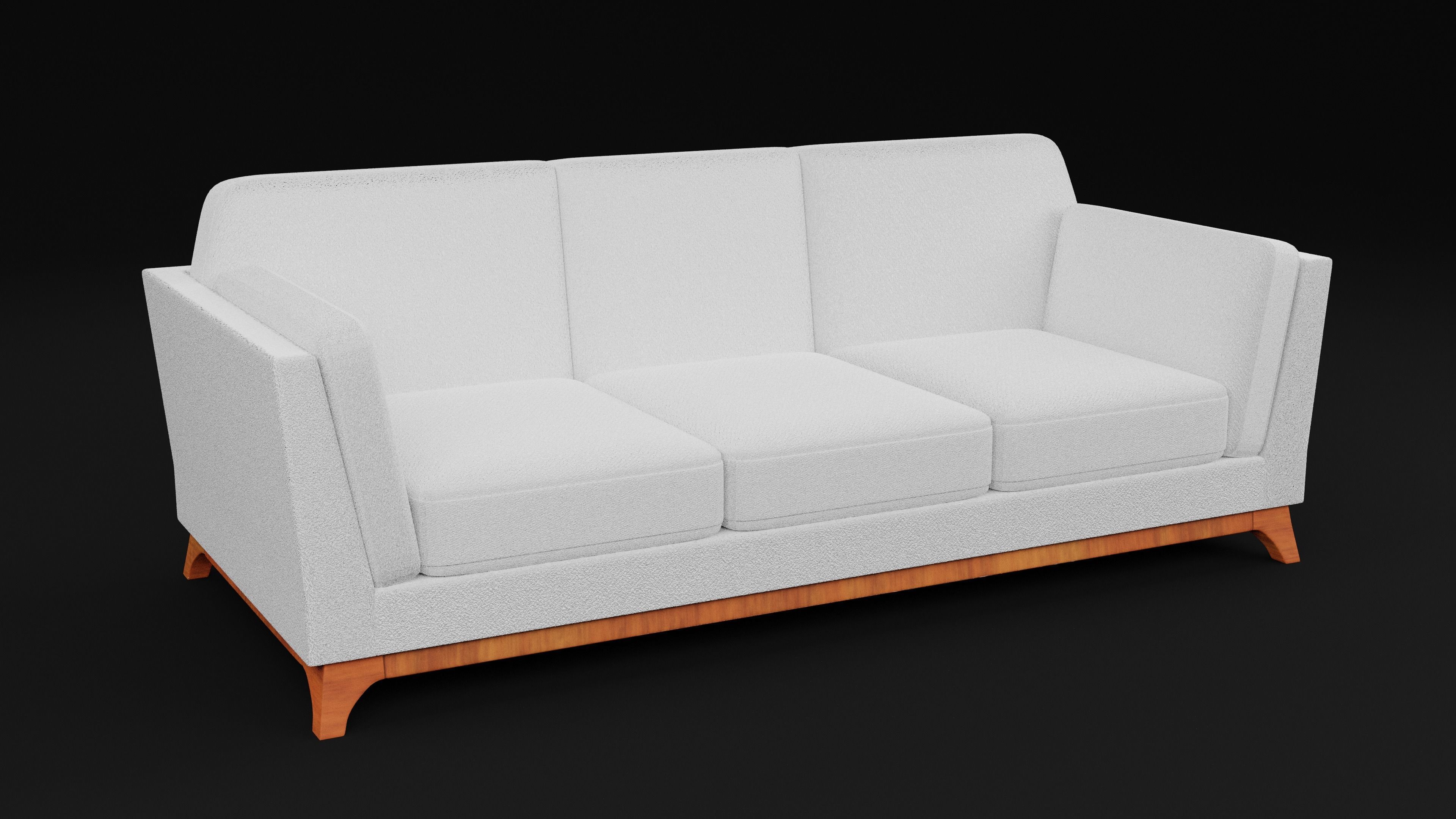 New Boston 3 Seater Sofa White Color  Low-poly 3D model_5
