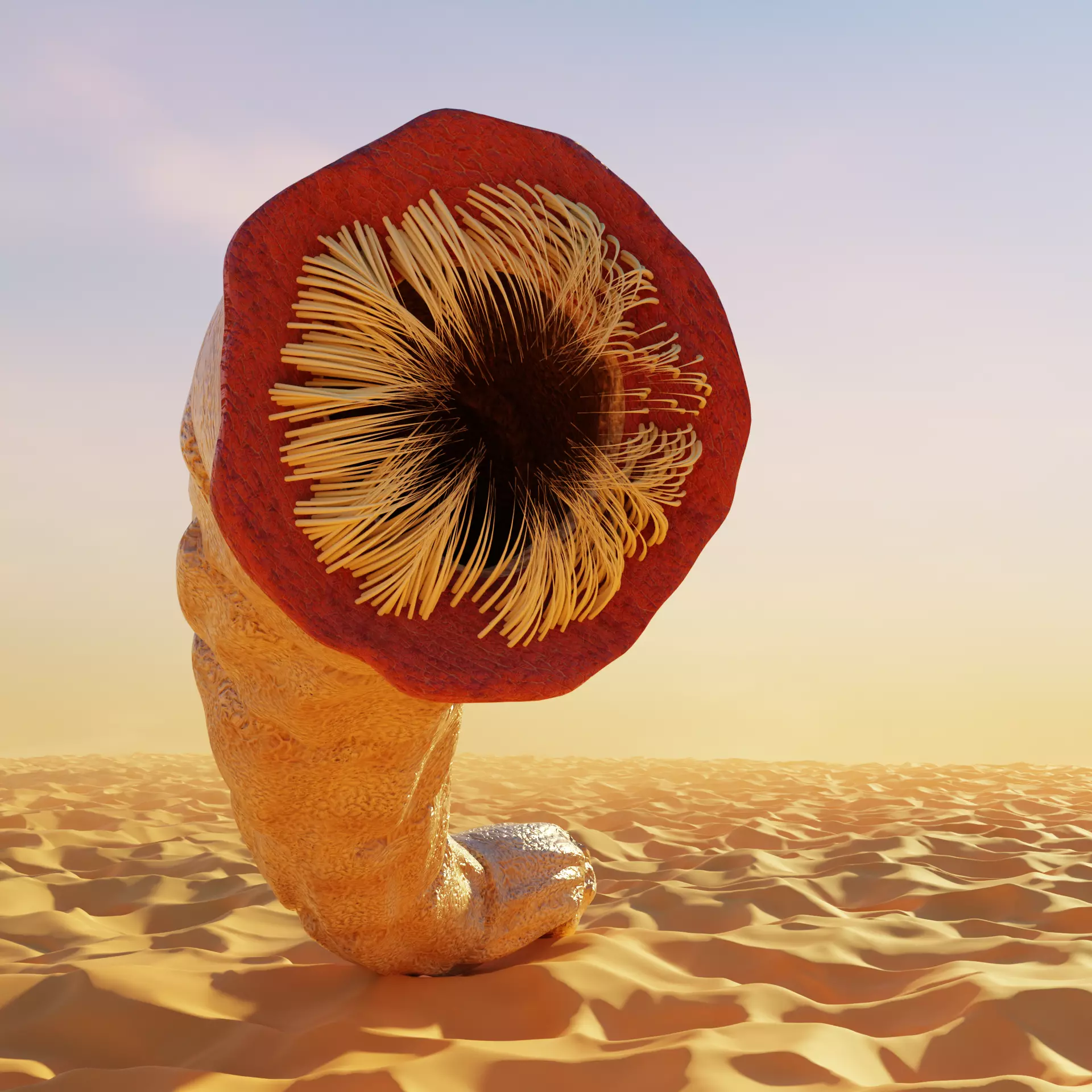 Sand Dunes Worm -Rigged Low-poly 3D model
