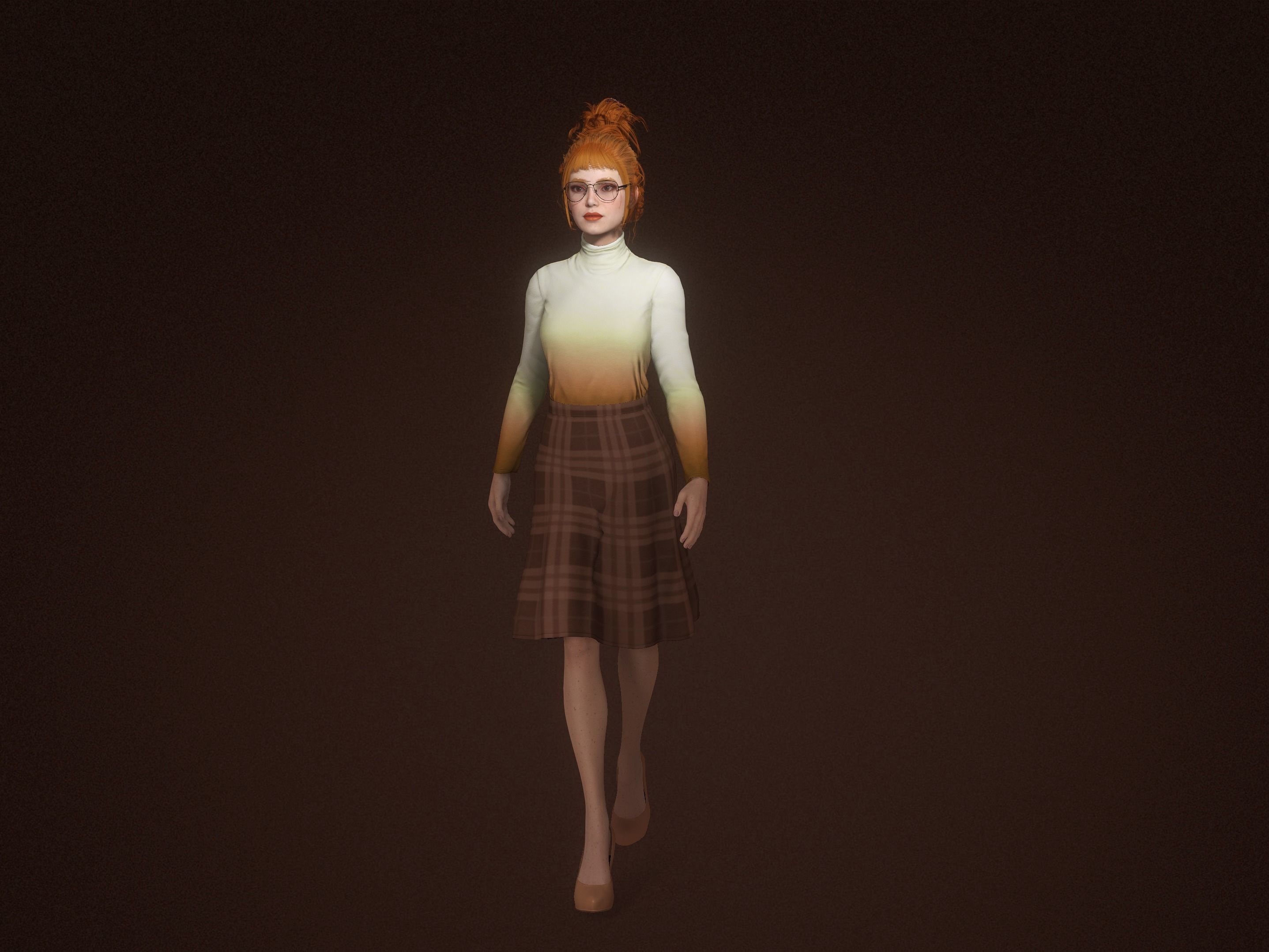 Autumn-Female character Low-poly 3D model_1
